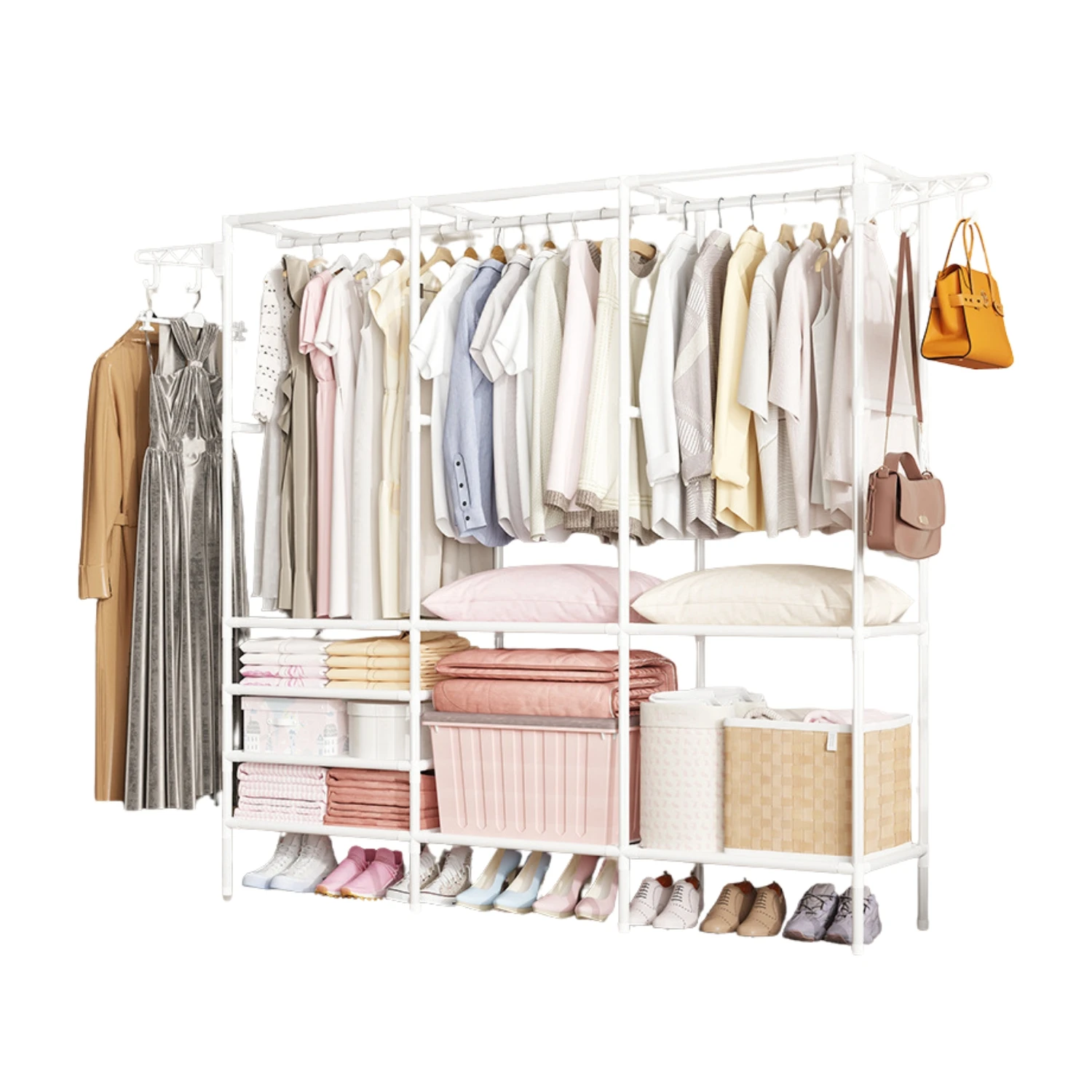 LUTODY - Standing coat rack, shoe rack, garment organizer clothes coat t-shirt jacket, save clothesline space