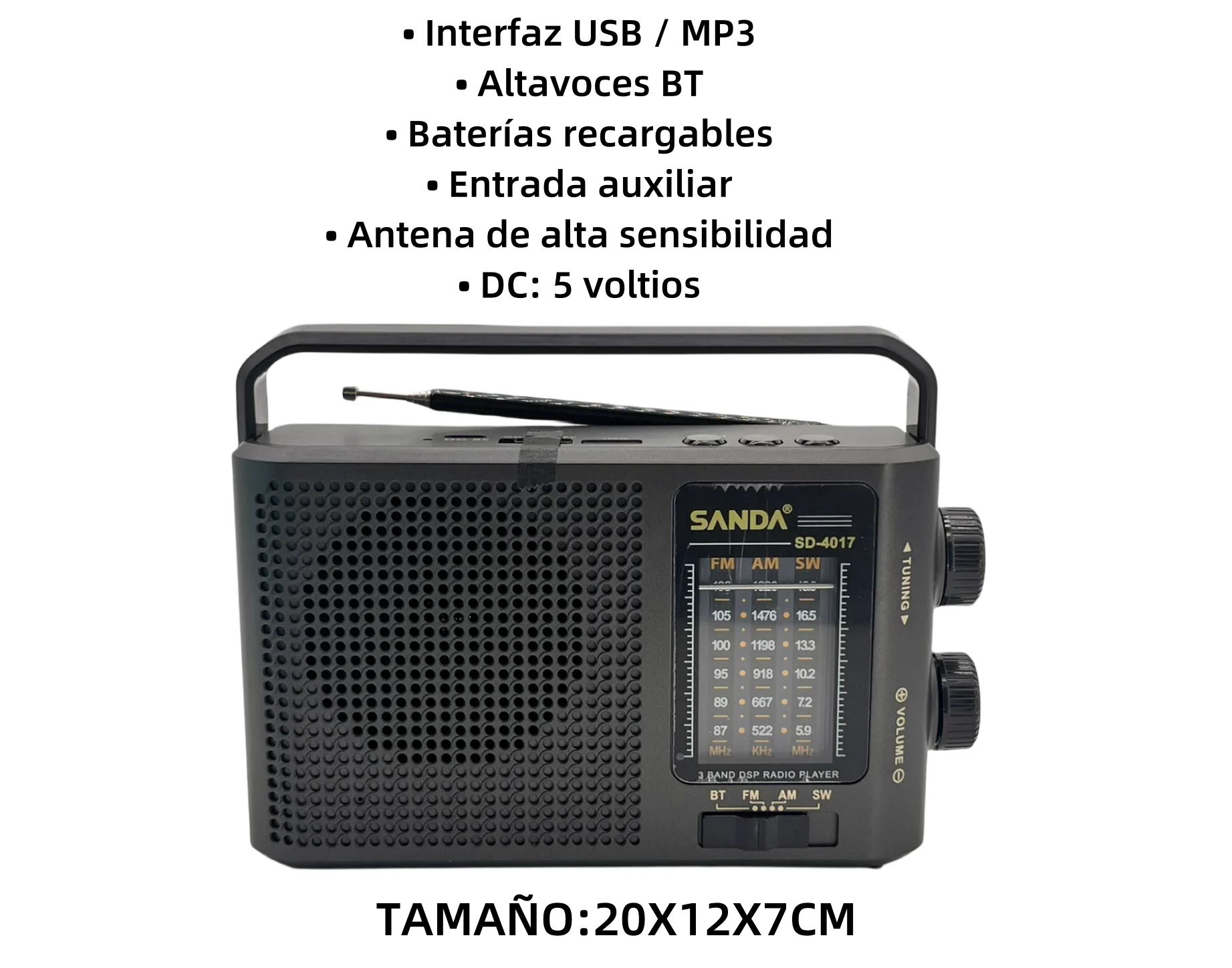 SANDA portable 3 band RADIO AM/FM/SW compact RADIO