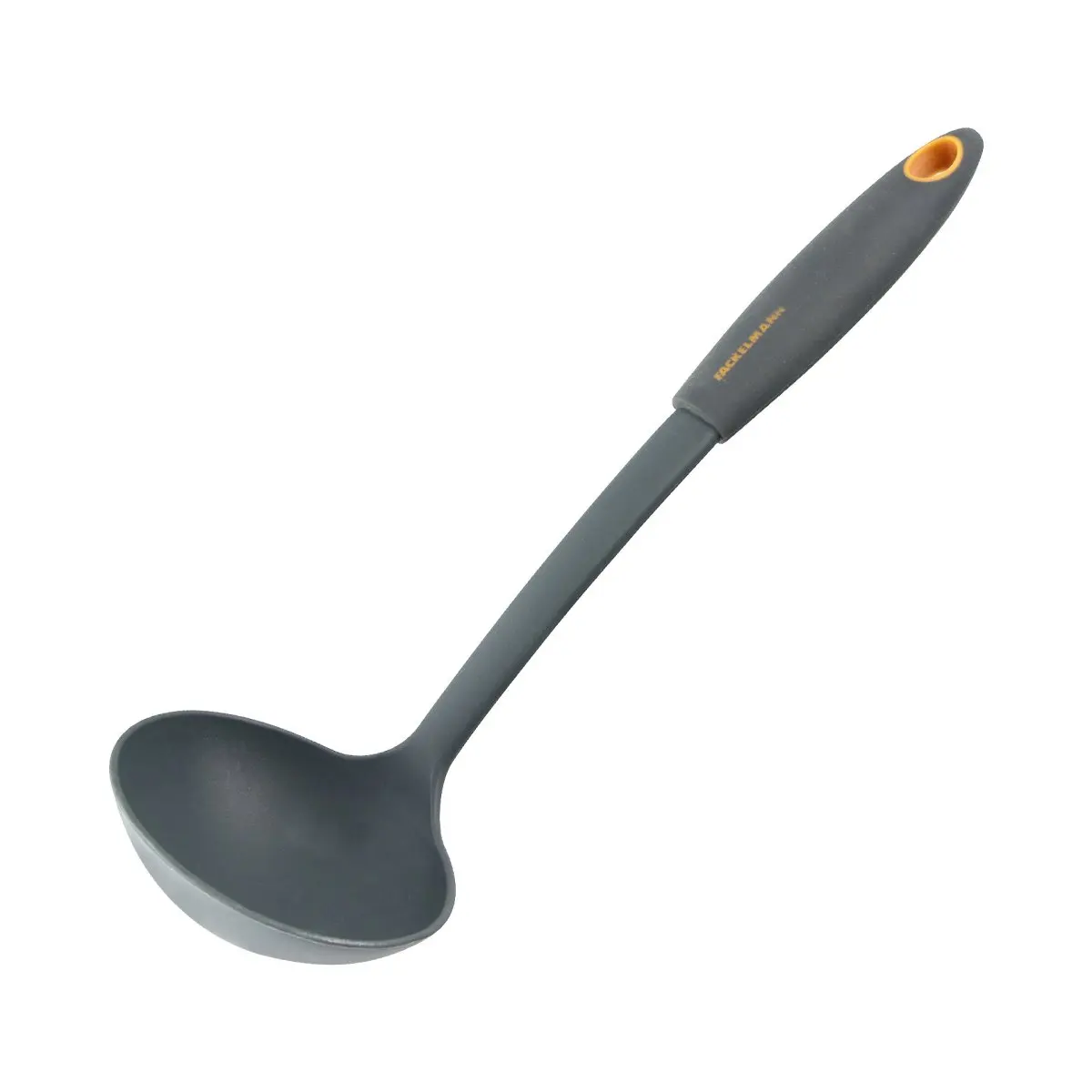 Fackelmann Soft Cazo Sopa, Cuchara Sopera de Plástico Apta para Sartenes y Ollas, Revestimiento Antiadherente, Nylon Resistente hasta 200ºC y Mango Antideslizante con Tacto Suave, 30x9.7cm, 1 Unidad