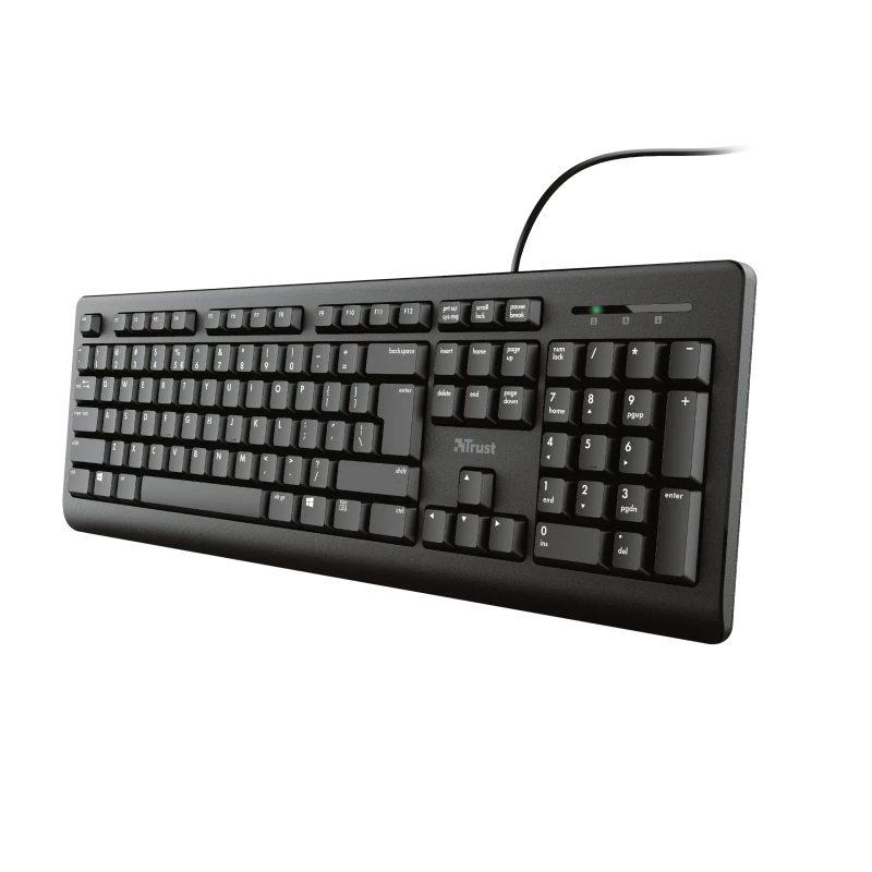 Trust TK150 USB keyboard-silent keys-104 keys-1.80m Cable-black Color