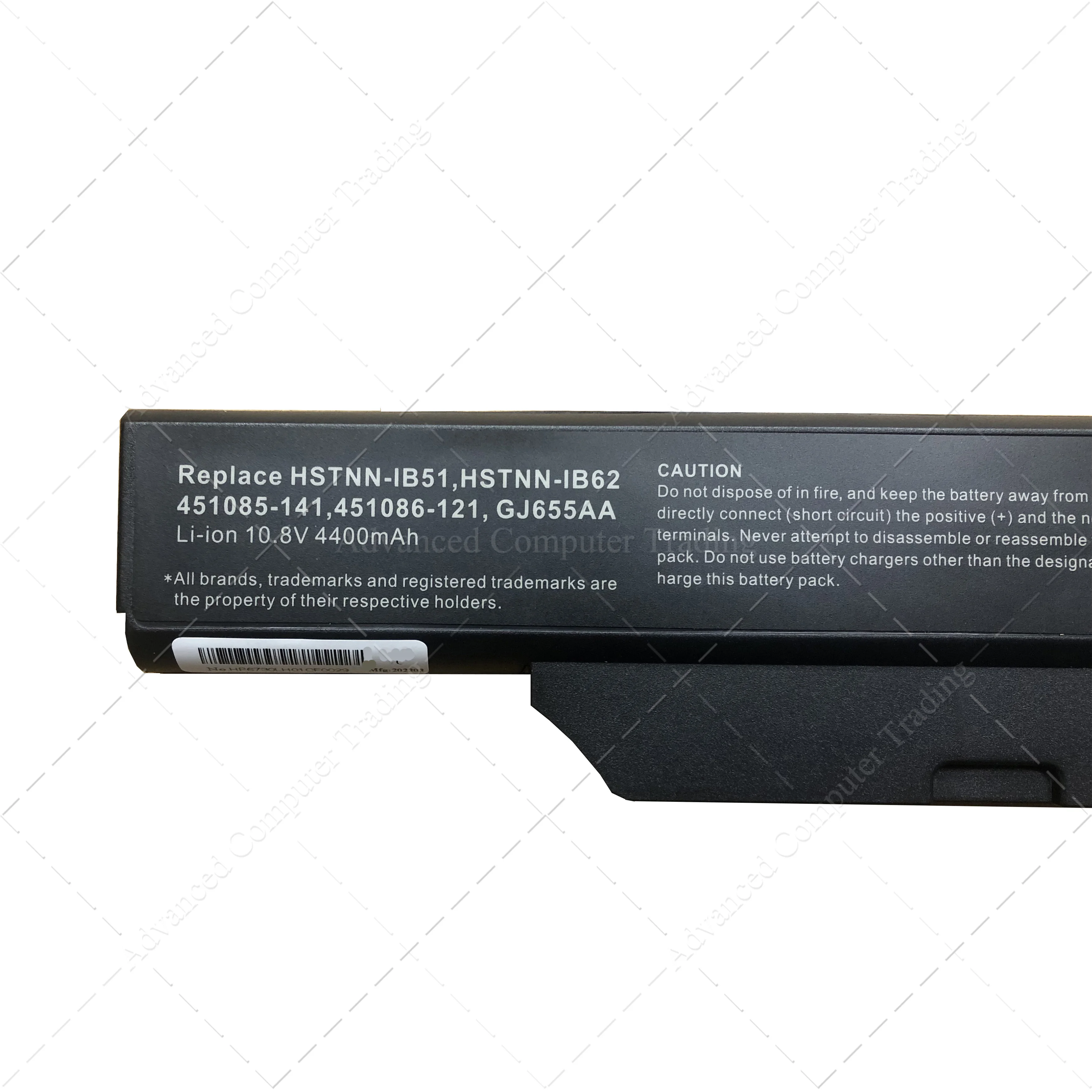 Battery for HP Compaq 550 6720s 6720s 6730s 6735s 6820s 6830s 451085-141 451086-1hstn-ib51 HSTNN-IB52 HSTNN-IB55 HSTNN-IB62 HSTNN-LB51 10.8V 4400mAh Advanced Computer Trading