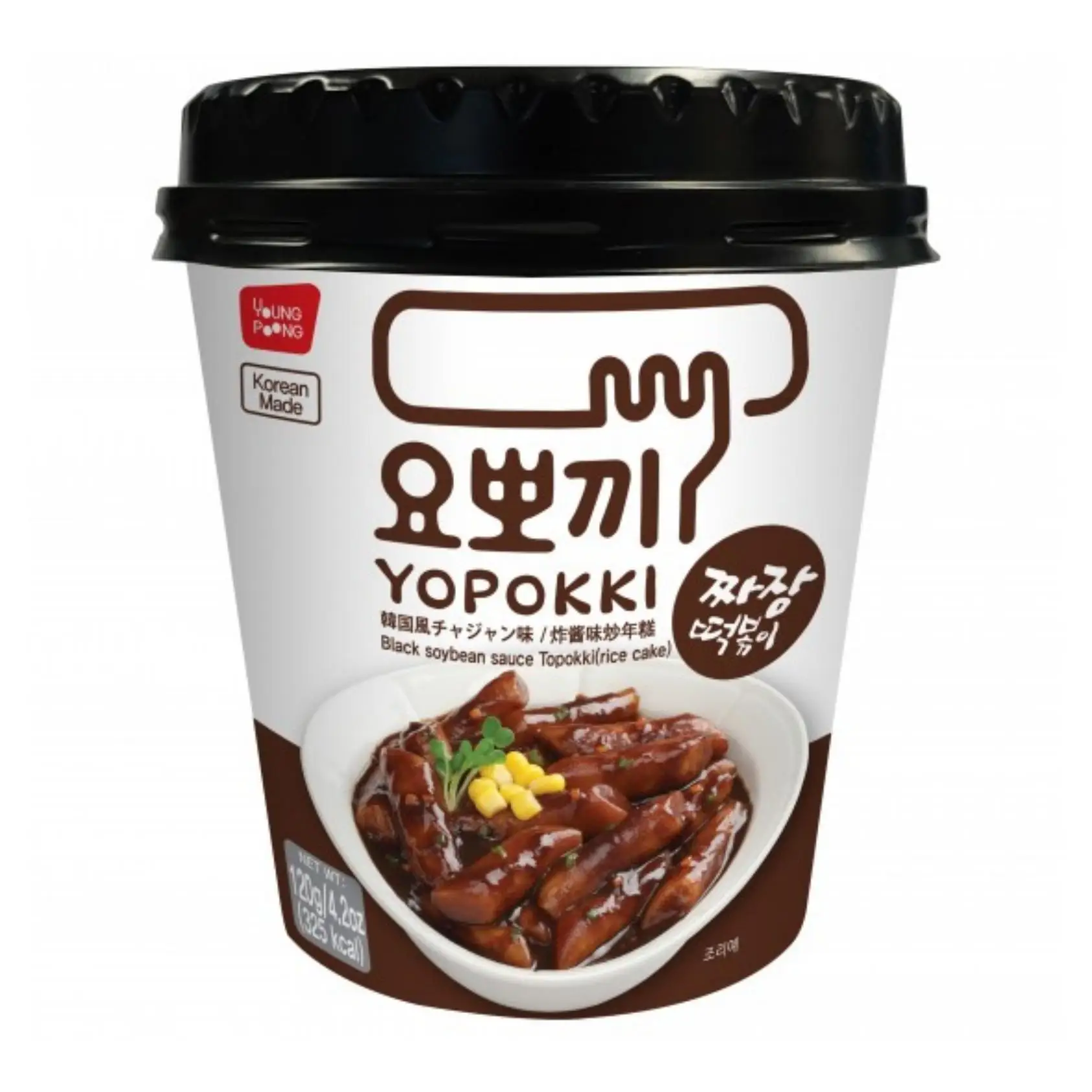 Young poong yopokki rice cake with sauce jjajang topokki in dark sauce 120g