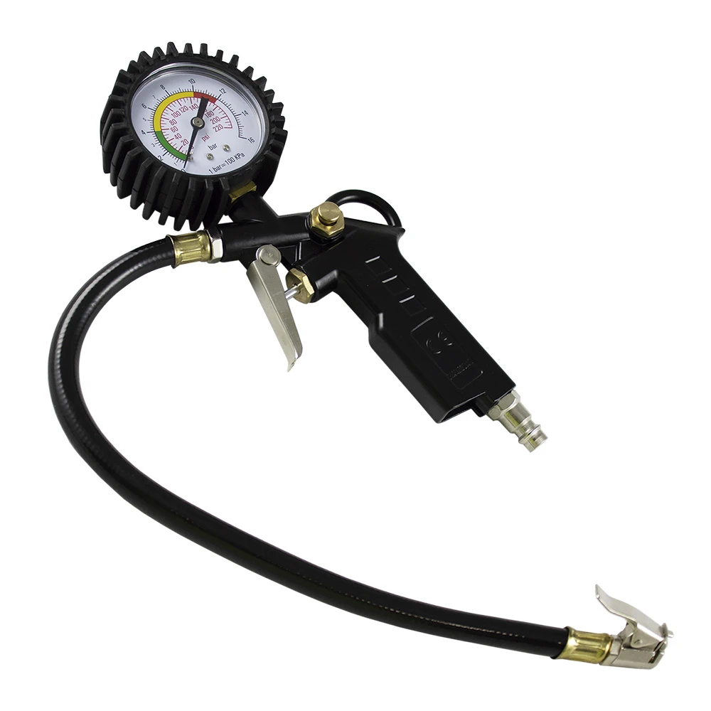 JBM 51980 air gun to inflate tires. Specifications: bar range 0-16 psi range 0-220 quick connection 1/4 hose length: 33cm