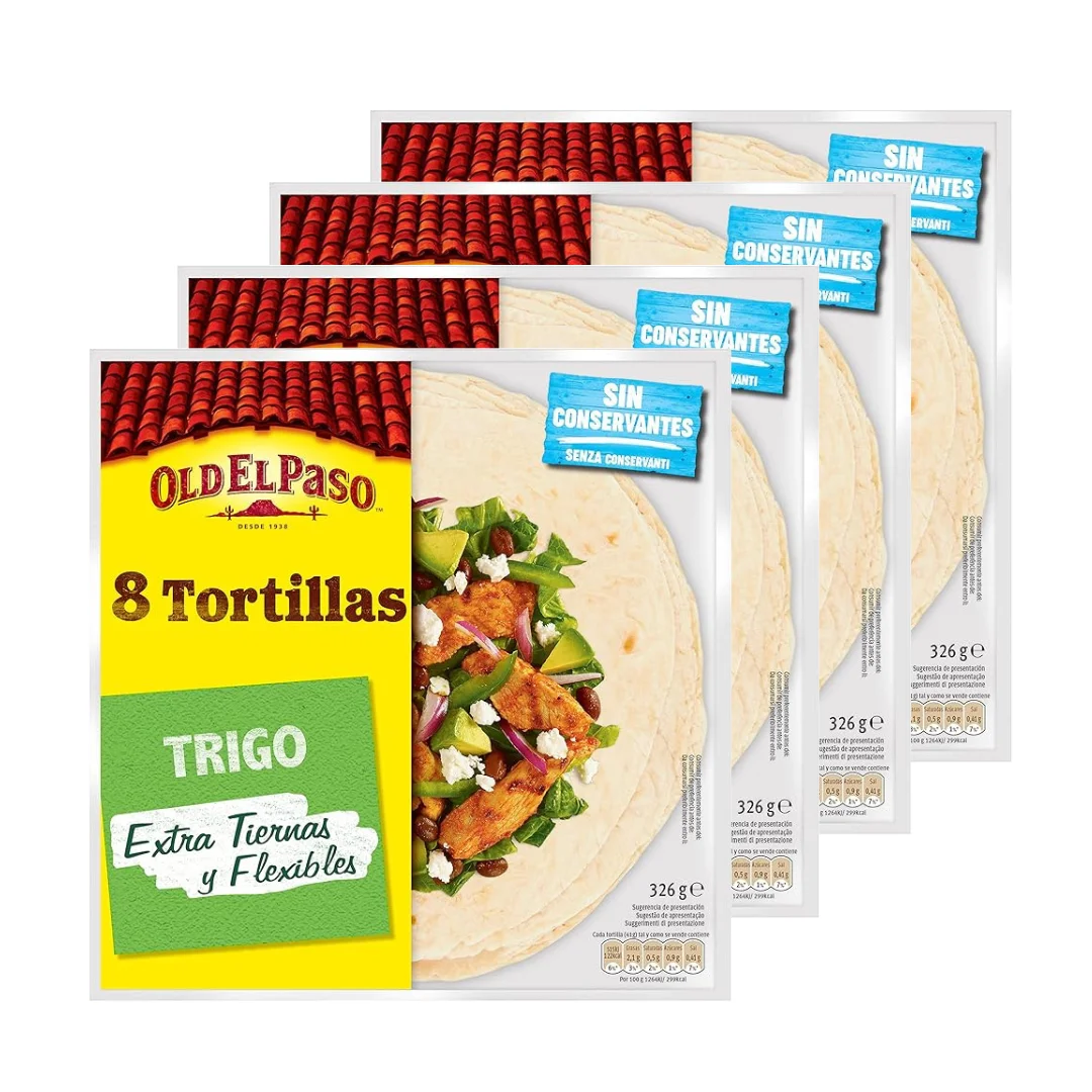 Old El Paso - Tortillas de Trigo, 326g x 8 Tortillas x 4 Unidades
