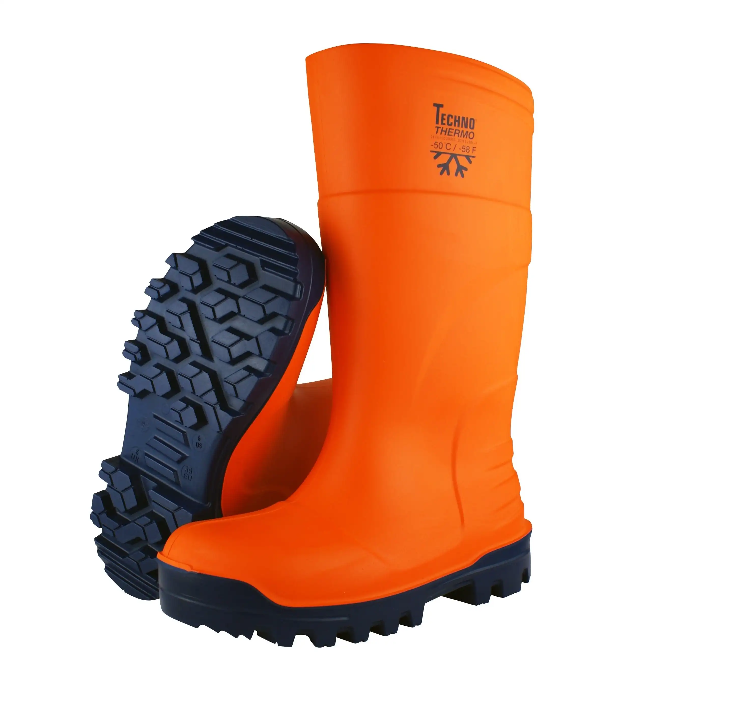 TechnoBoots Bota Alta de Goma Impermeable Naranja para Trabajos Thermo S5