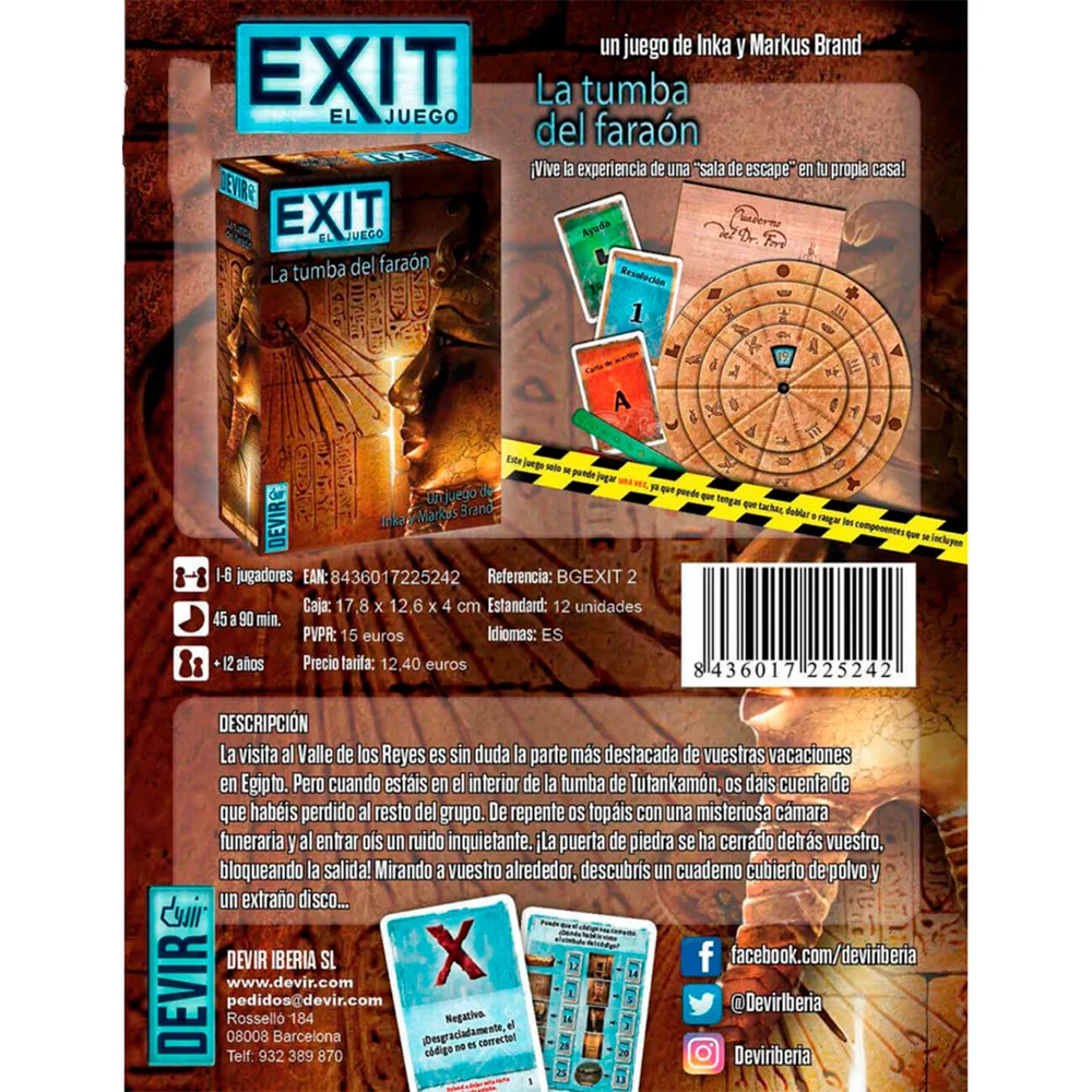 Exit the tomb of the Pharaoh the card game-brand new-Devir-cards- (Exit Volume 2)