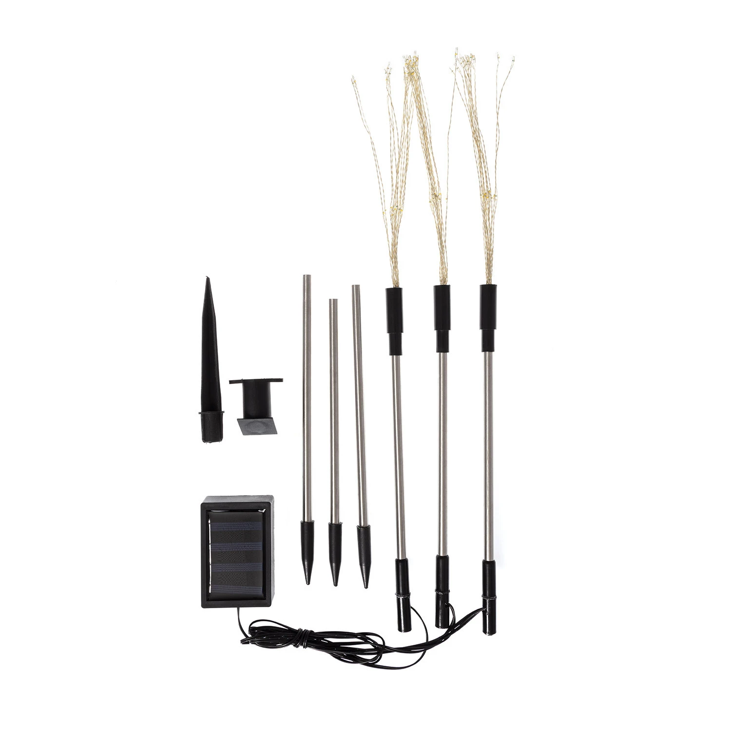 Ledkia Set de 3 Pinchos LED Exterior Solar Diente de Leon 3000K Blanco Cálido