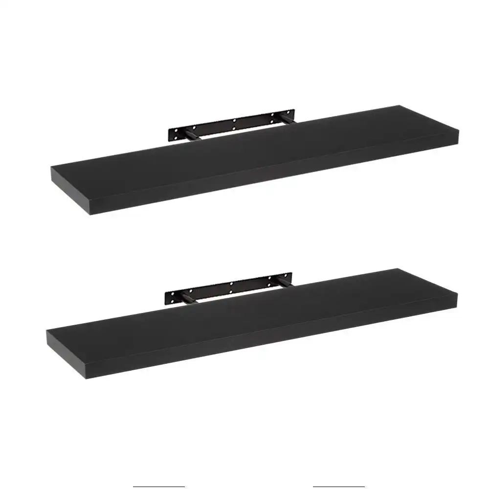 Set de 2 estantes de pared flotantes negros de 100x24 cm