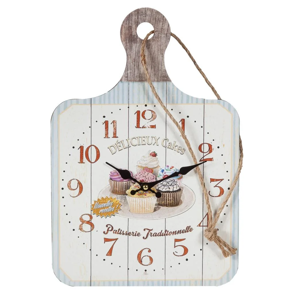 WANDERLUST DECO Reloj de Pared Blanco de Madera Estilo Minimalista 27x40x2h Cm