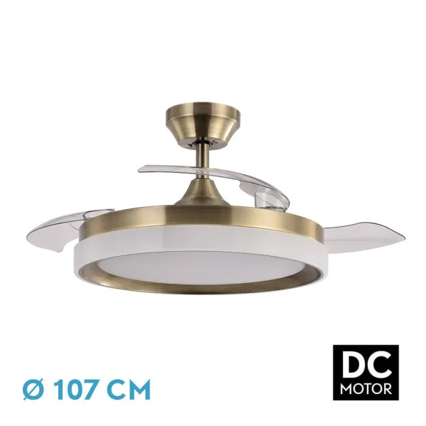 Ventilador DC Zenit Dorado LED con Memoria y Control Remoto