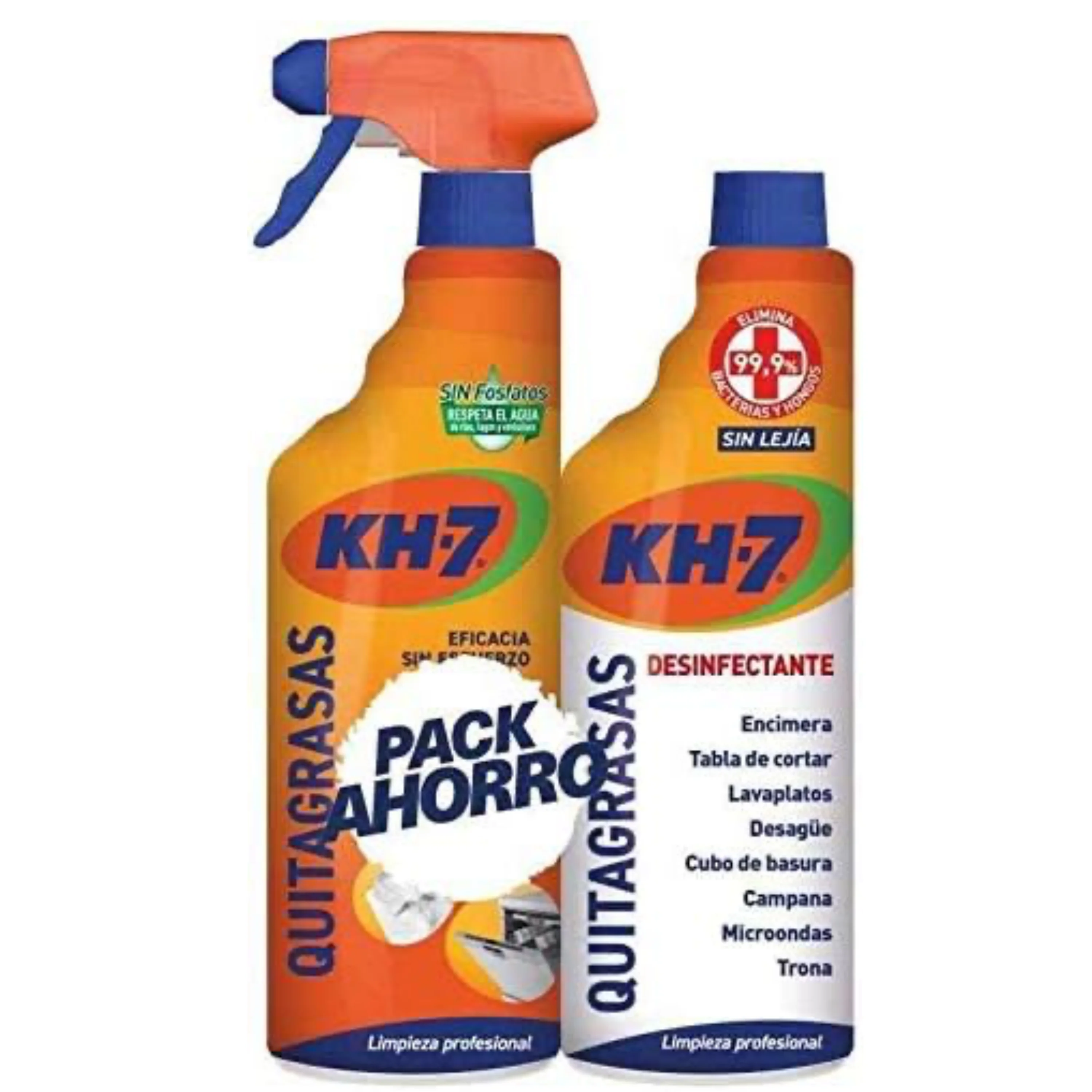 KH-7 Quitagrasas - Pack Ahorro: Pistola + Recambio - Kh7 Desengrasante. Elimina sin esfuerzo la grasa y suciedad de la cocina, ropa o exterior, Para todo tipo de Superficies y Tejidos
