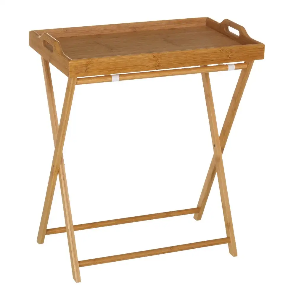 Lola Home Mesita bandeja plegable de bambú marrón de 35x55x61 cm