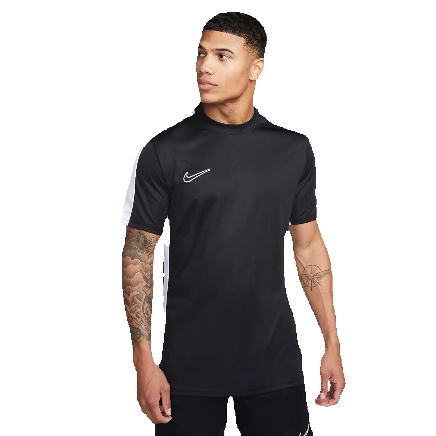 Nike Camiseta de entrenamiento Academy 23, con Tecnología Dri-FIT, para Hombre, Negro, Azul Marino y Azul Claro