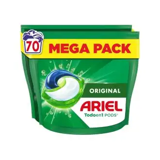 Ariel Pods Todo en 1 Detergente Líquido Original Mega Pack Ahorro 70 Cápsulas