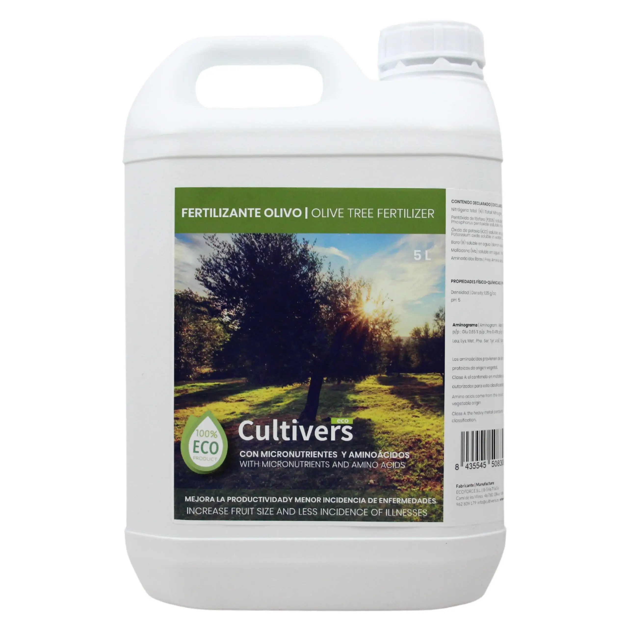 CULTIVERS Abono Olivo Líquido Ecológico 5 L