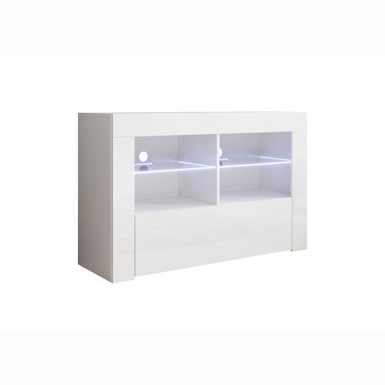 MB Muebles Bonitos - Mueble TV para Salón, LED, Ancho 100cm, Blanco Brillo, Modelo Lilian