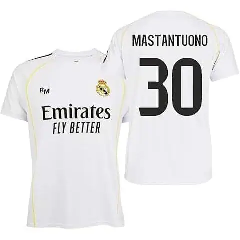 Real Madrid - Réplica Camiseta MASTANTUONO Dorsal 30 - Licencia Oficial - Talla Adulto