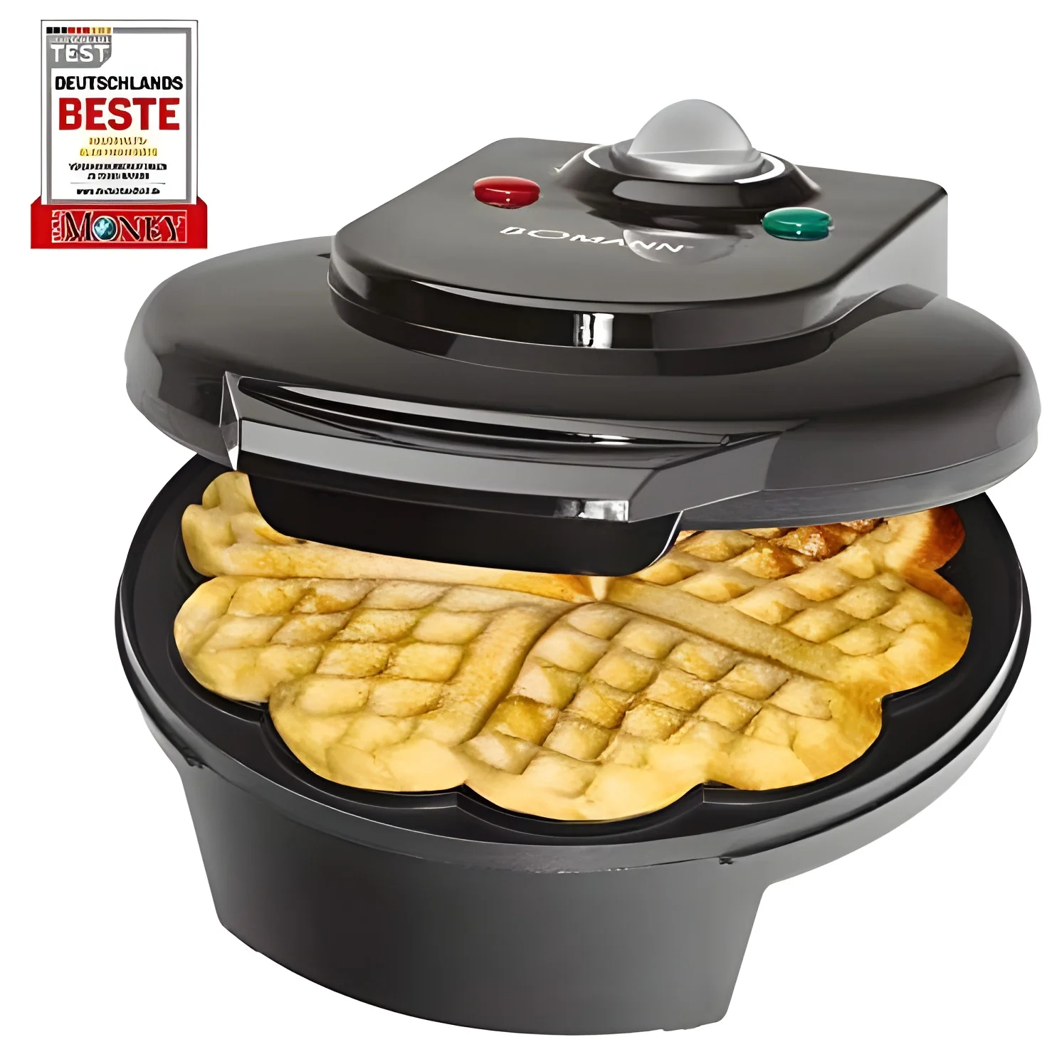 Bomann WA 5018 - Gofrera en Forma de Corazón, Plato Antiadherente, Termostato Regulable, 1200 W