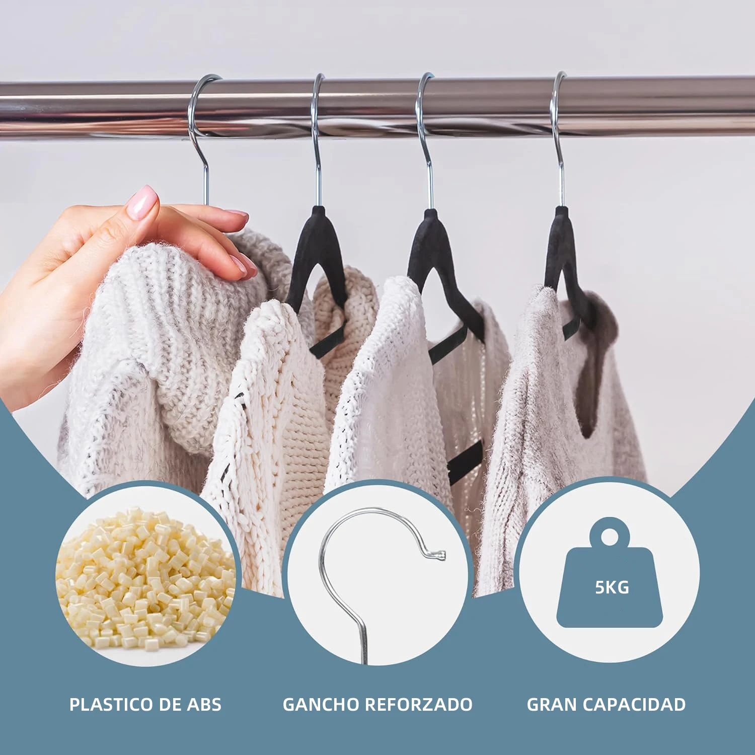 Decodeko velvet clothes hangers 41 x 22 x 0.5 cm - pack of non-slip hangers in black - hangers for clothes and pants - save space with our velvet hangers