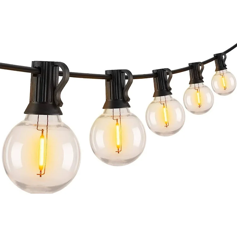 Guirnalda de Luces LED G40 Exterior, Guirnalda Bombillas Irrompibles de Plástico, Impermeable IP44 para Jardín, Terraza, Patio, Bodas y Fiestas, Blanco Cálido 2700K, Conectables [3M-30M Multi-Tamaño]