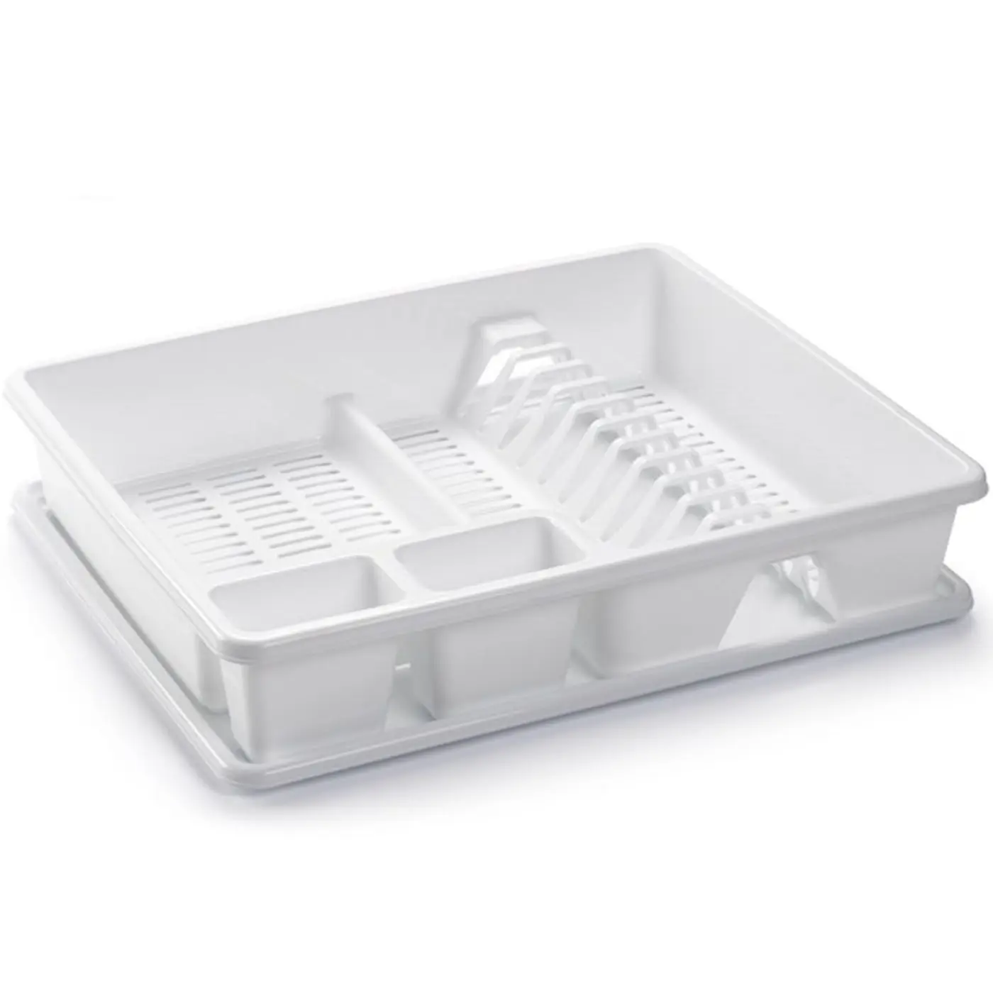 Escurridor de Platos con Bandeja, Escurreplatos Plástico, Escurridor de Platos para Fregadero y Encimera, Plástico Resistente, Forma Compacta para Optimizar Espacio, Gran Capacidad, Múltiples Ranuras
