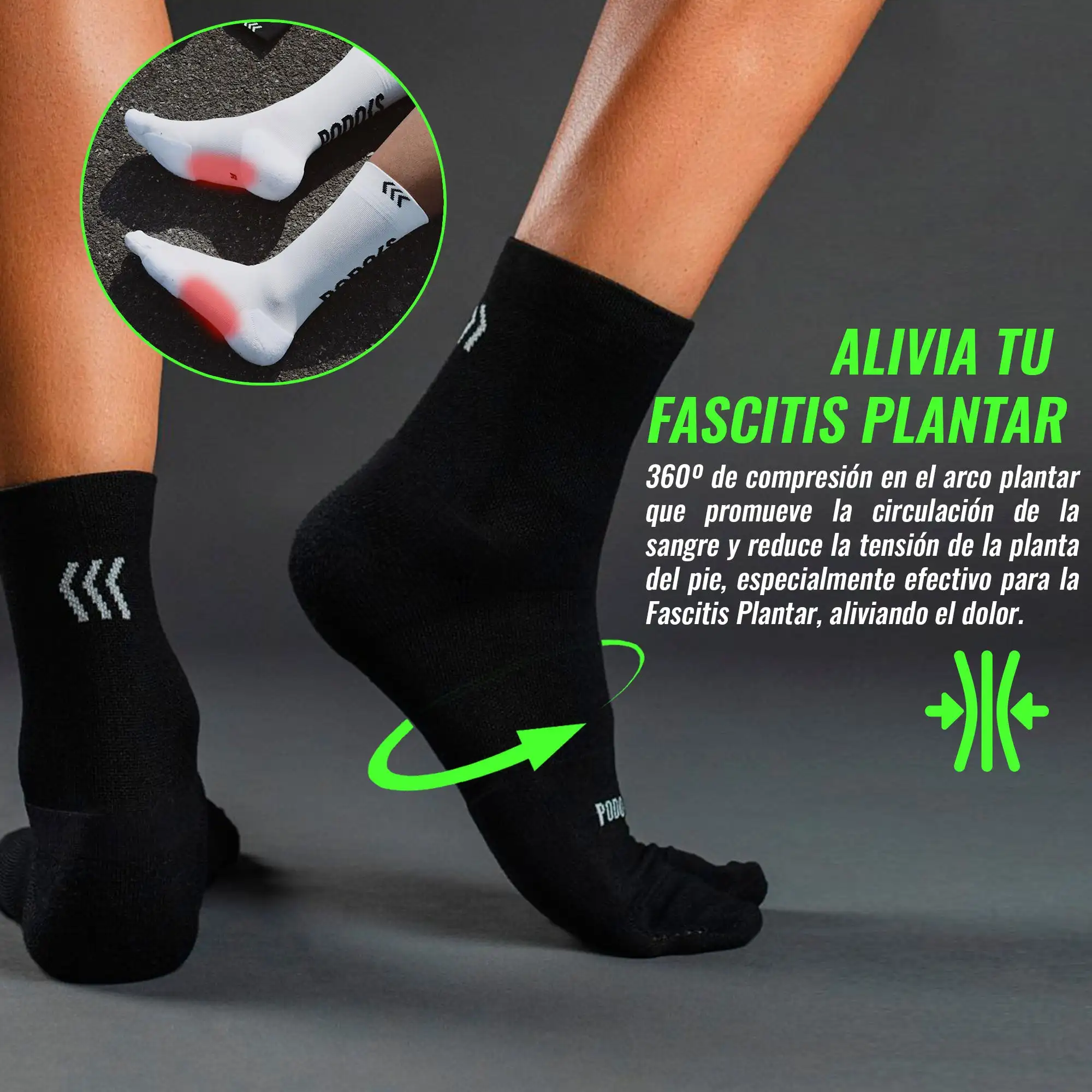 Black comfort sock. Biomechanical socks for professions: health workers, hoteliers, security forces and bodies.