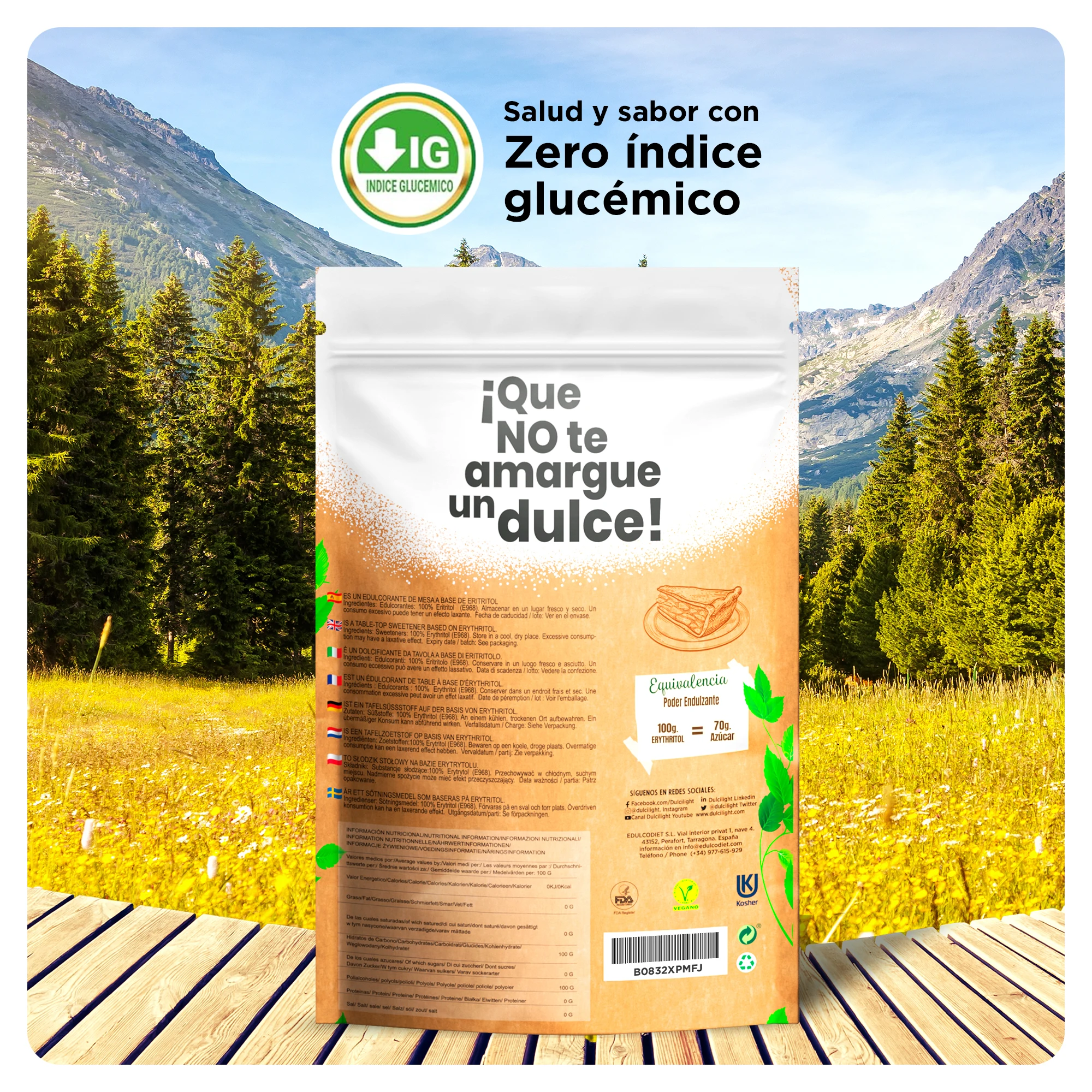 Dulcilight erythritol sweetener 1kg zero calories sugar substitute natural flavor 70% non-gmo sugar sweetness keto certified vegan gluten free take care of your teeth without bitter taste #3