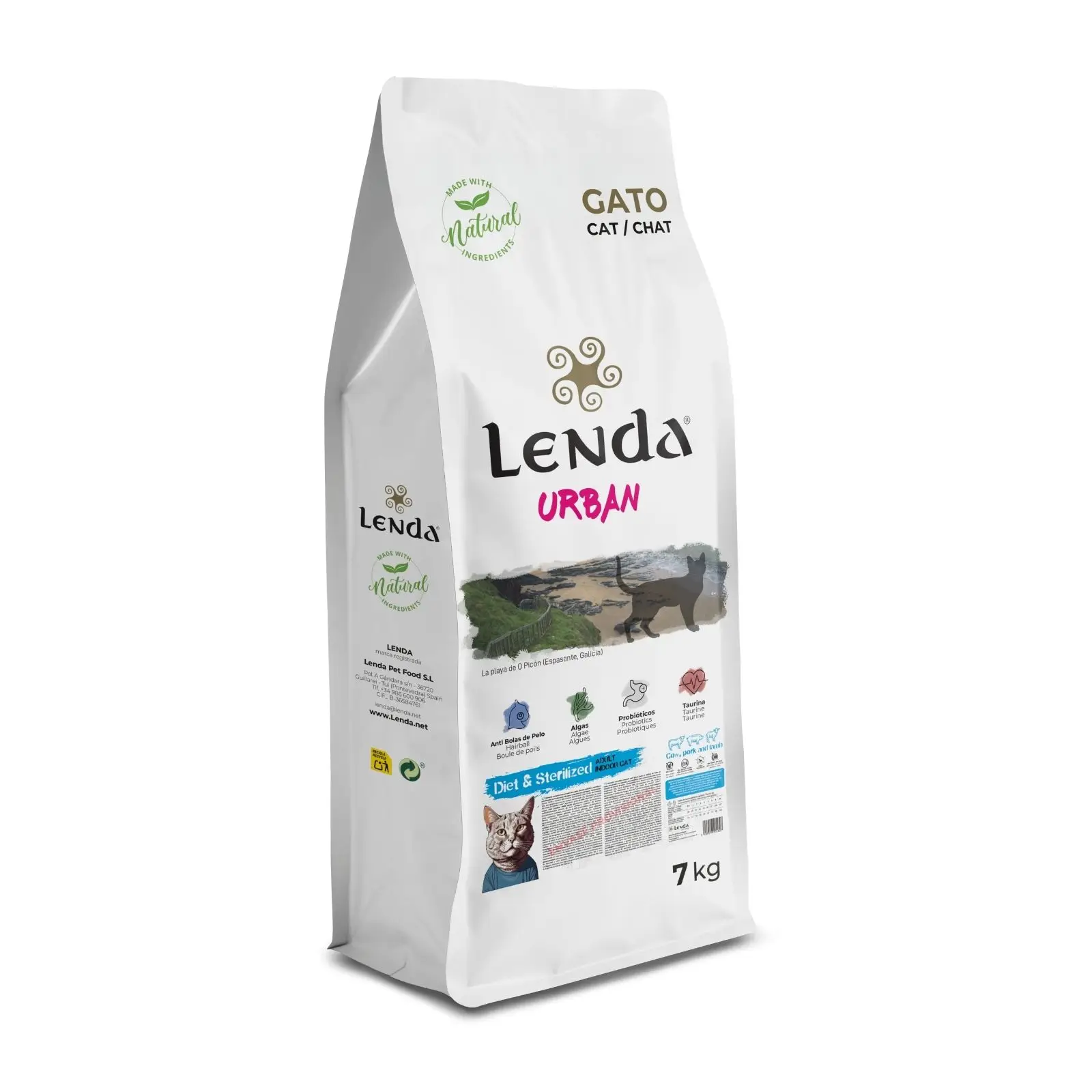 Lenda Urban Diet Alimento Esterilizado para Gatos con Omega 3 - Con Pavo, Probióticos y Krill - Sin Cereales