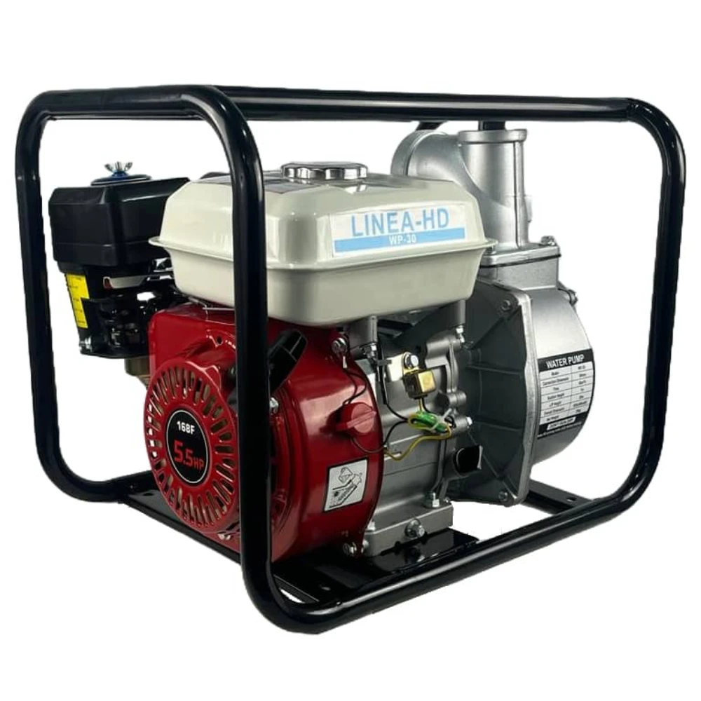 LINEA HD WP-30 motobomba de agua, motor 4T, 196cc, 5.5CV, para mangueras de 80cm (3"), 7m aspiración.