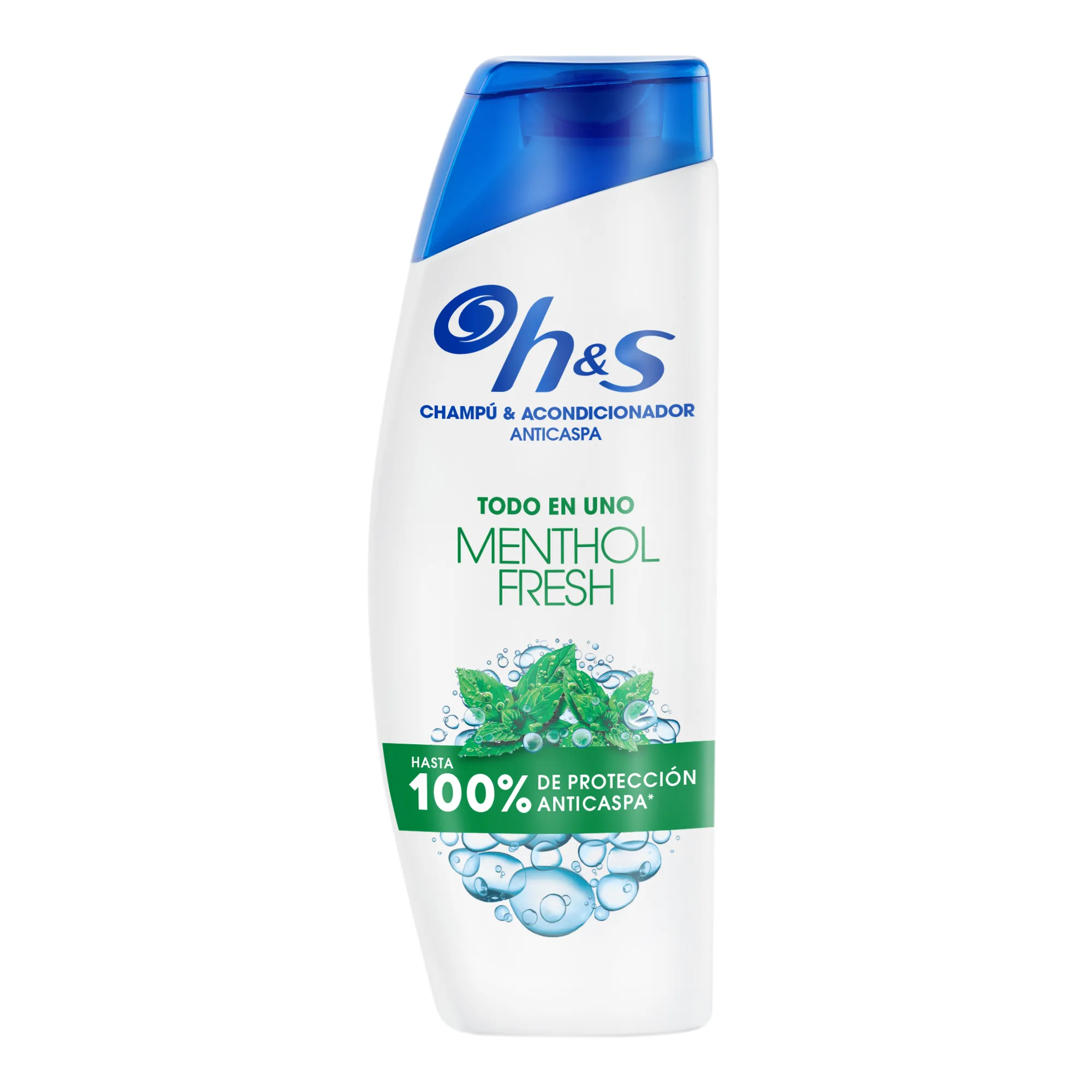 H & S Menthol Fresh shampoo and Anti-Dandruff Conditioner all in one. Up to 100% of anti-dandruff protection, for all types of hair and scalp. For daily use. Menthol scented freshness 300ml