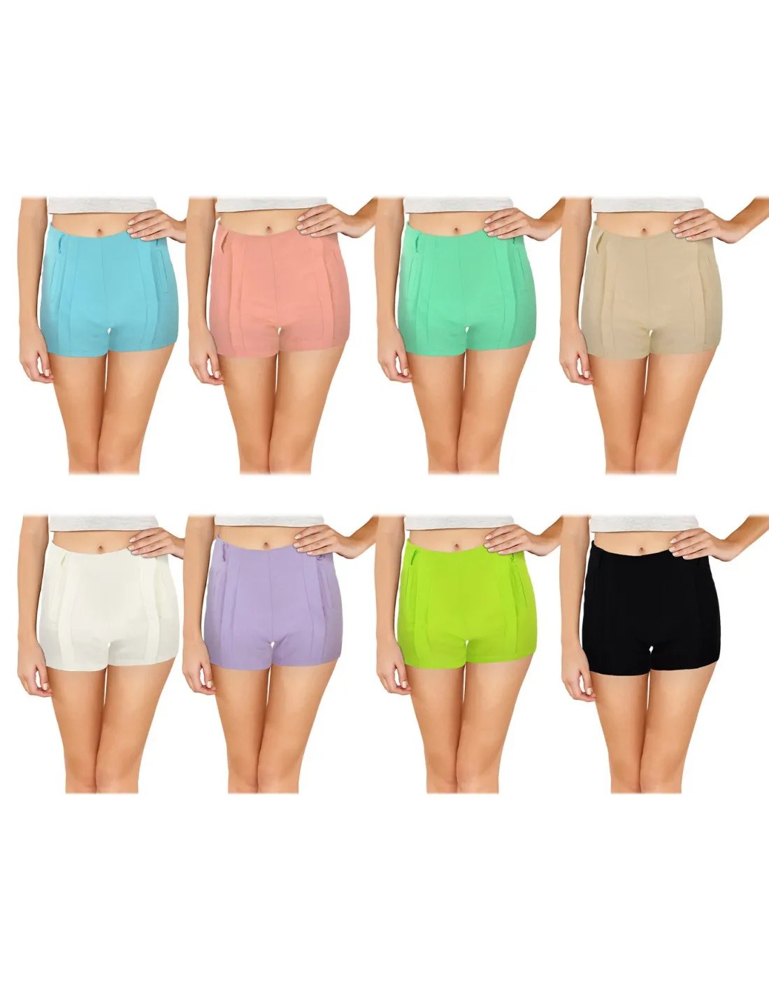 Mediawave Store F9337 Shorts donna mod. Nice pantaloncino con zip in morbido tessuto elastico
