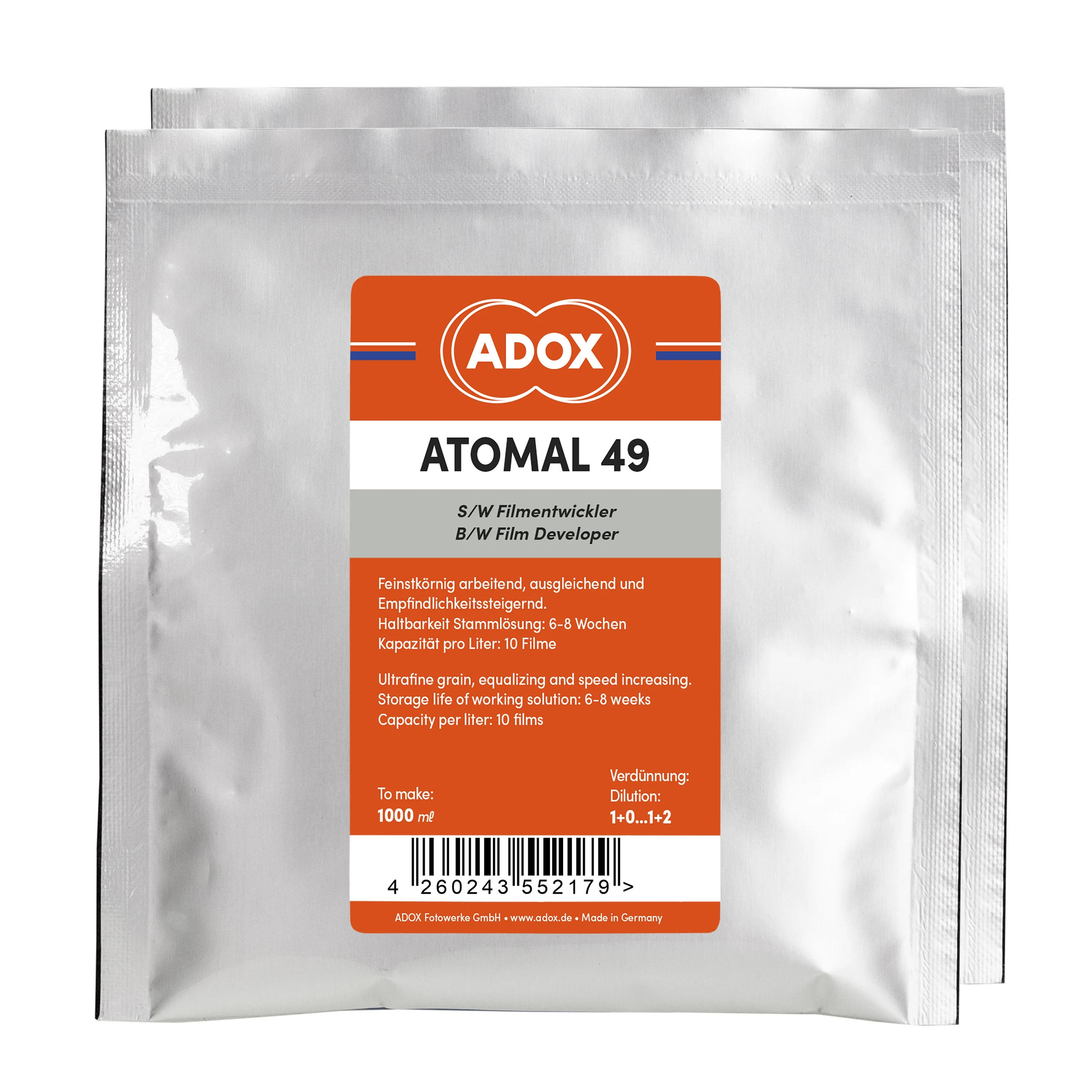 ADOX ATOMAL 49 Revelador en Blanco y Negro para mezclar en polvo