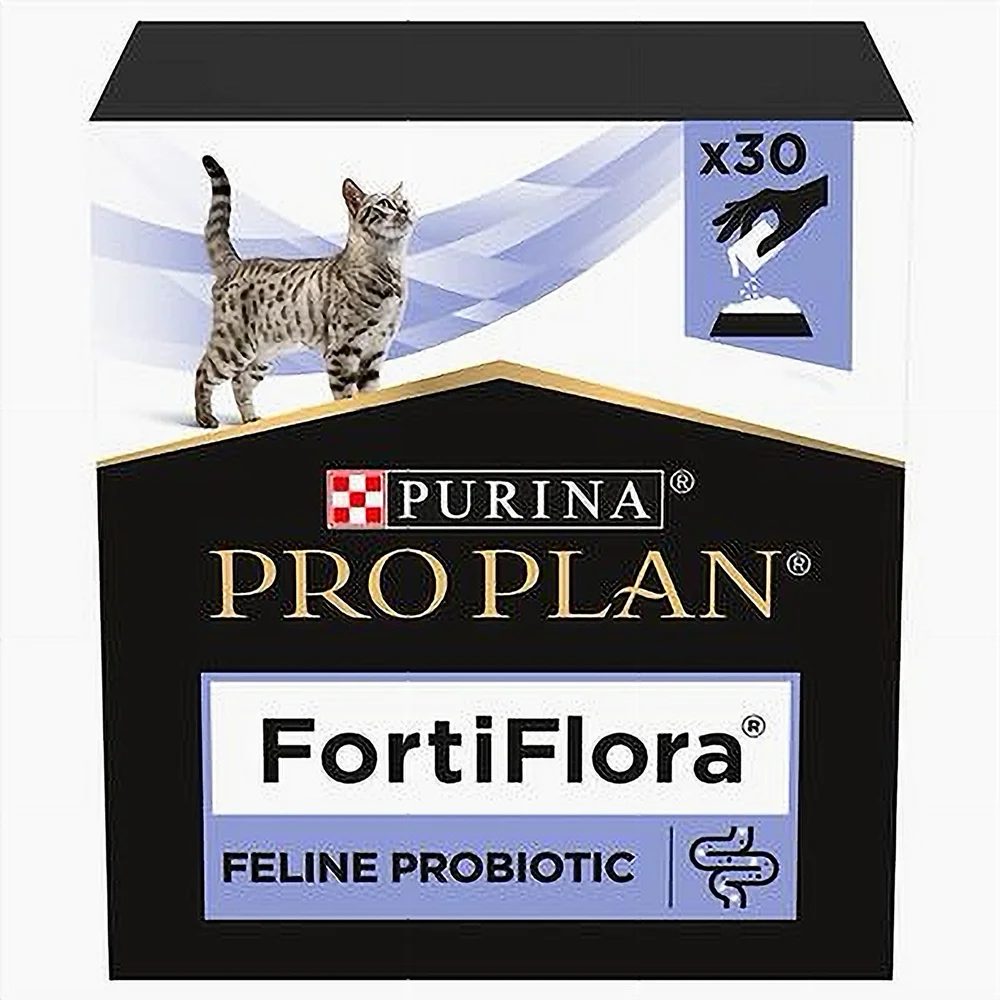 Pro Plan FortiFlora Vet feline probiotic helps solve diarrhea and improves stool 30 sachets.