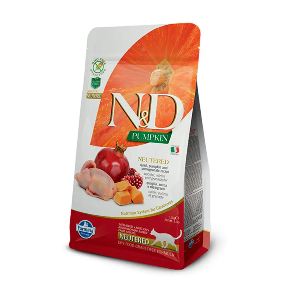 Farmina ND Cat Grain Free Pumpkin Neutered Codorniz - Pienso para Gatos Adultos Esterilizados Sin Cereales