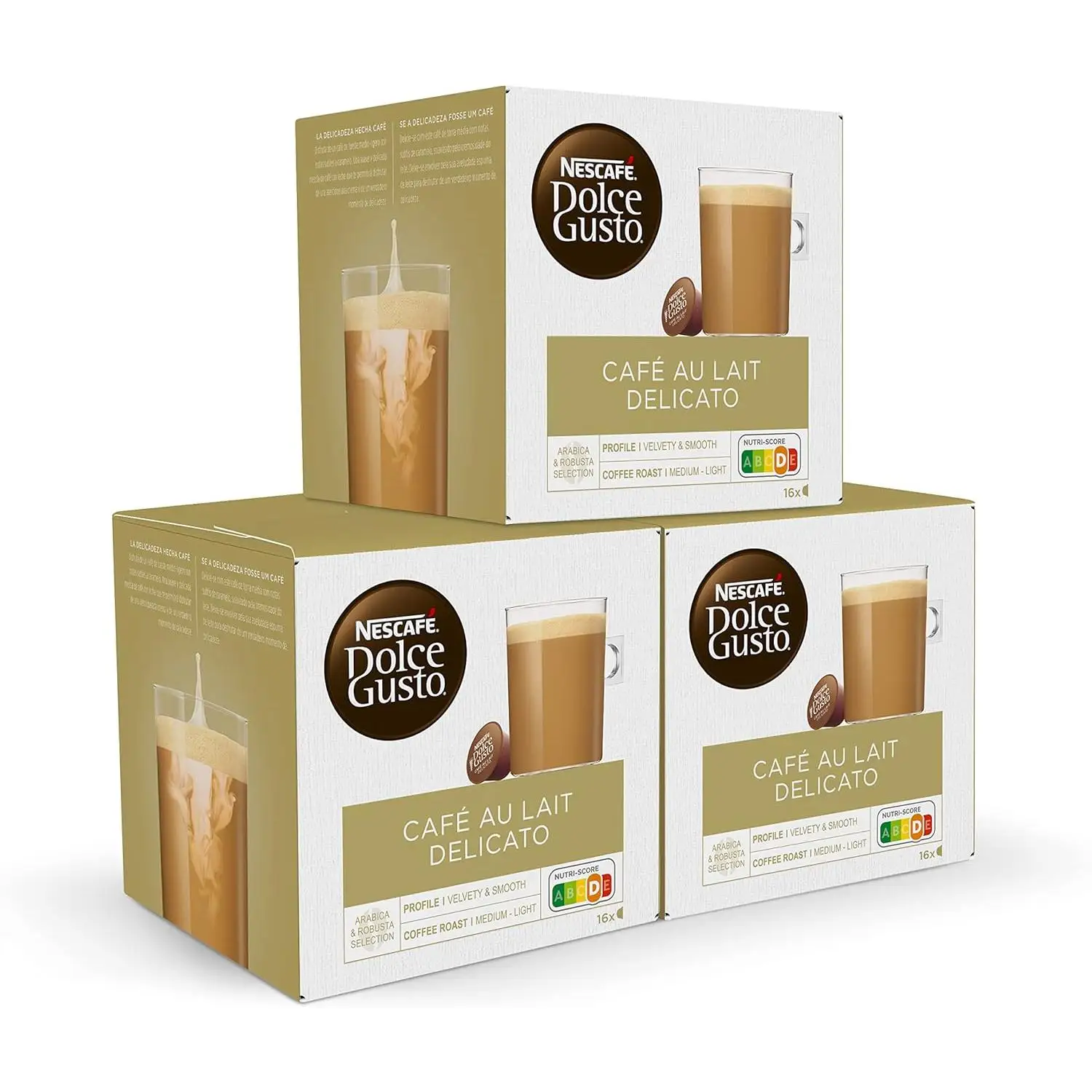 Dolce Gusto Café con Leche Delicato - x3 pack de 16 cápsulas - Total: 48 cápsulas