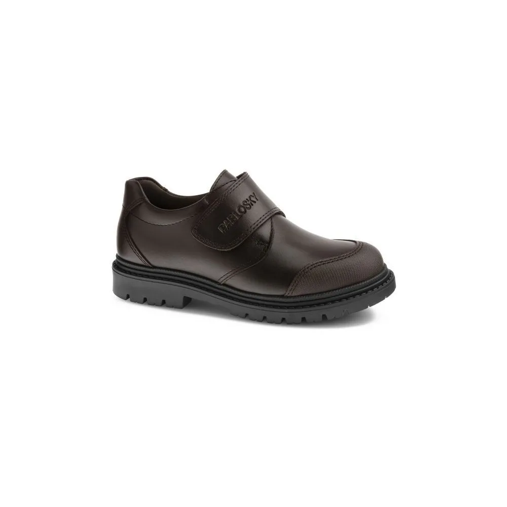 Zapatos Colegiales niño PABLOSKY 728490 BLUCHER COLEGIAL VELCRO MARRON 30020 XL