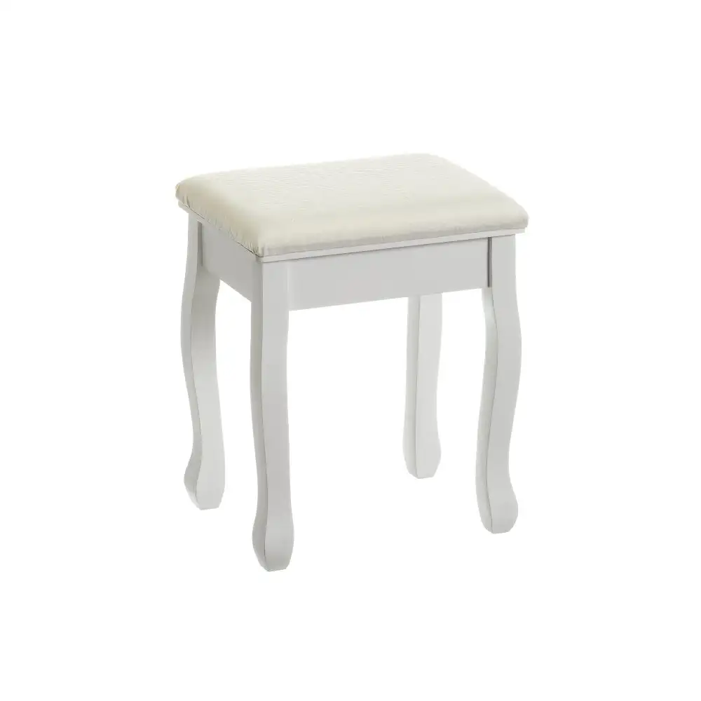 Lola Home Banqueta de tocador de madera de paulonia blanca de 50x30x39 cm