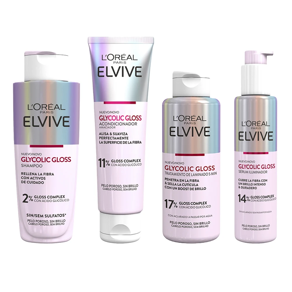 L'Oréal Paris | Rutina Elvive Glycolic Gloss Con Ácido Glicólico Cabello Suave Y Brillante — oferta en AliExpress