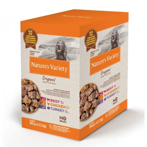 Nature`s Variety Original Adult Medium/Maxi Multipack Paté para Perros 4 x 300 gr