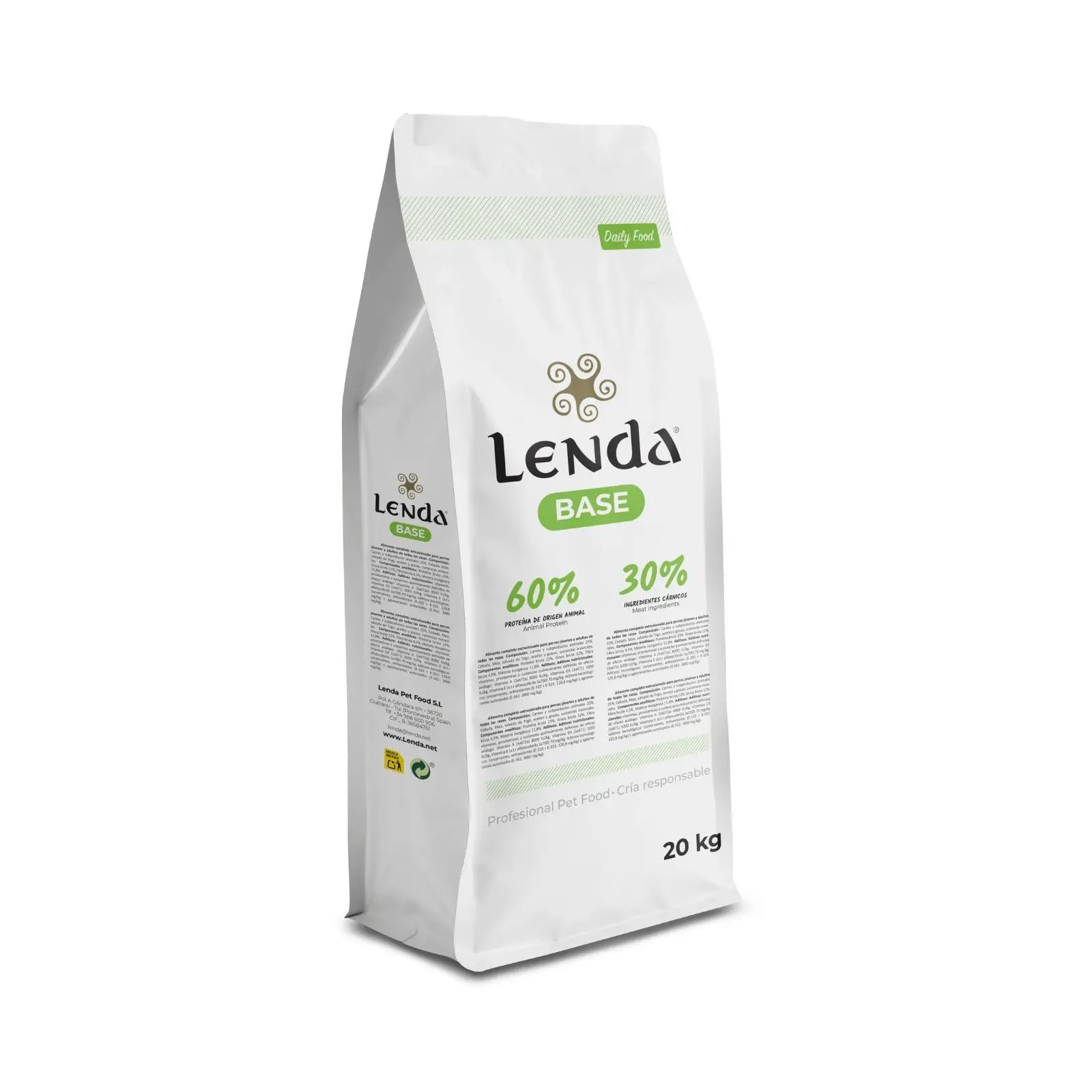 Lenda Base Daily Food 20kg – Pienso Natural Perros Jóvenes y Adultos de Todas las Razas