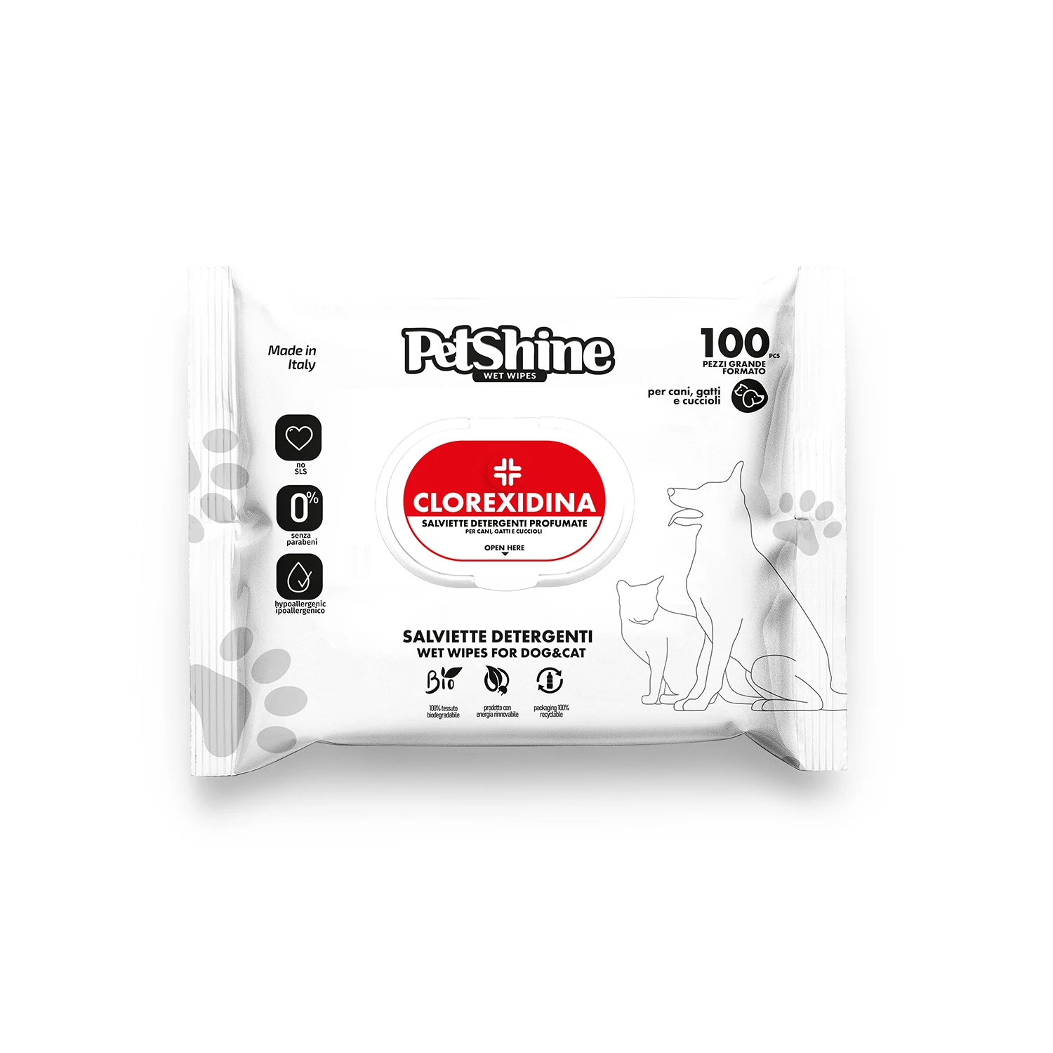 Porrini Toallitas Higiene Perro / Gato con Clorhexidina - 20x30 cm