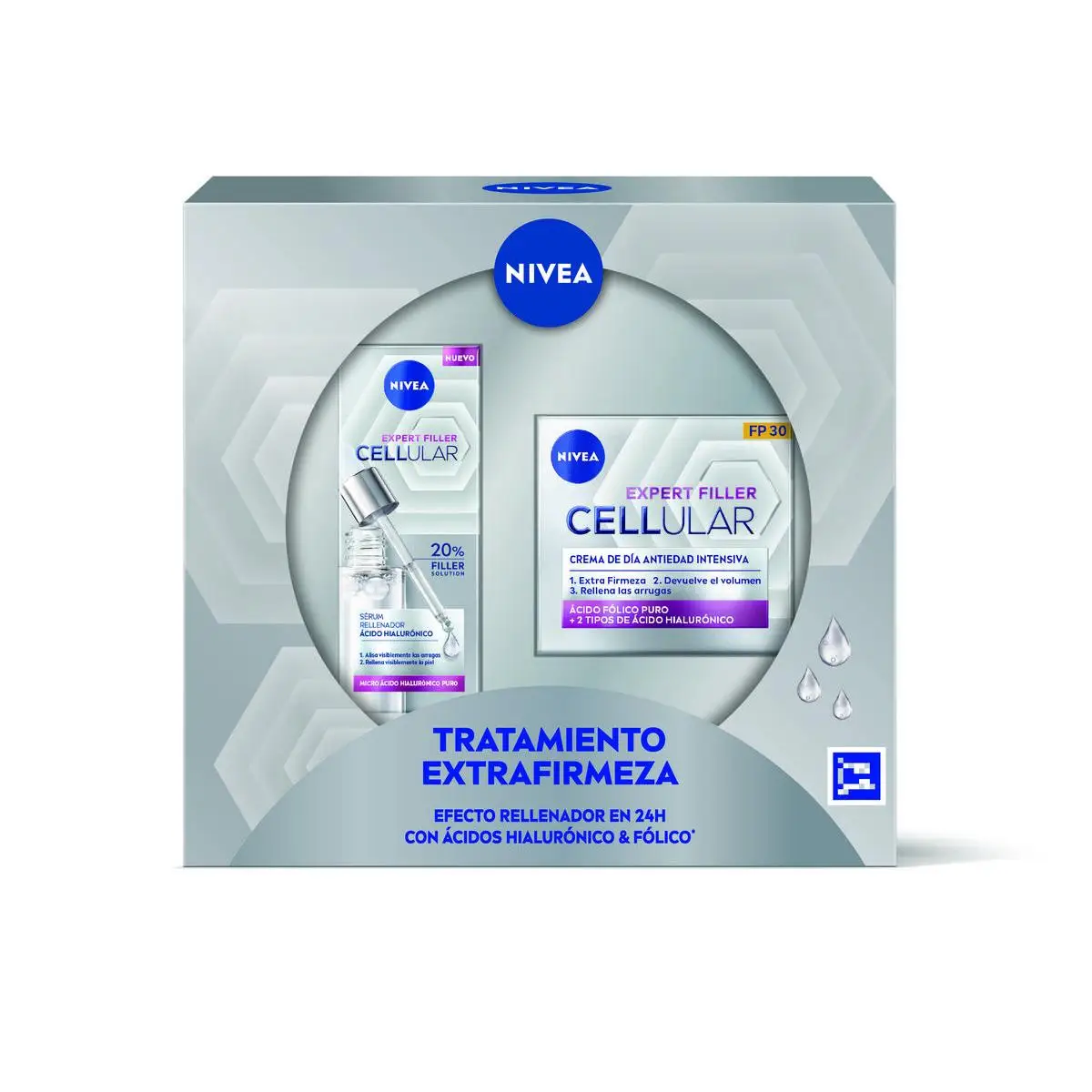 NIVEA Pack Cellular - Caja regalo con Crema de día FP30 y Sérum Facial Pipeta - Tratamiento extrafirmeza