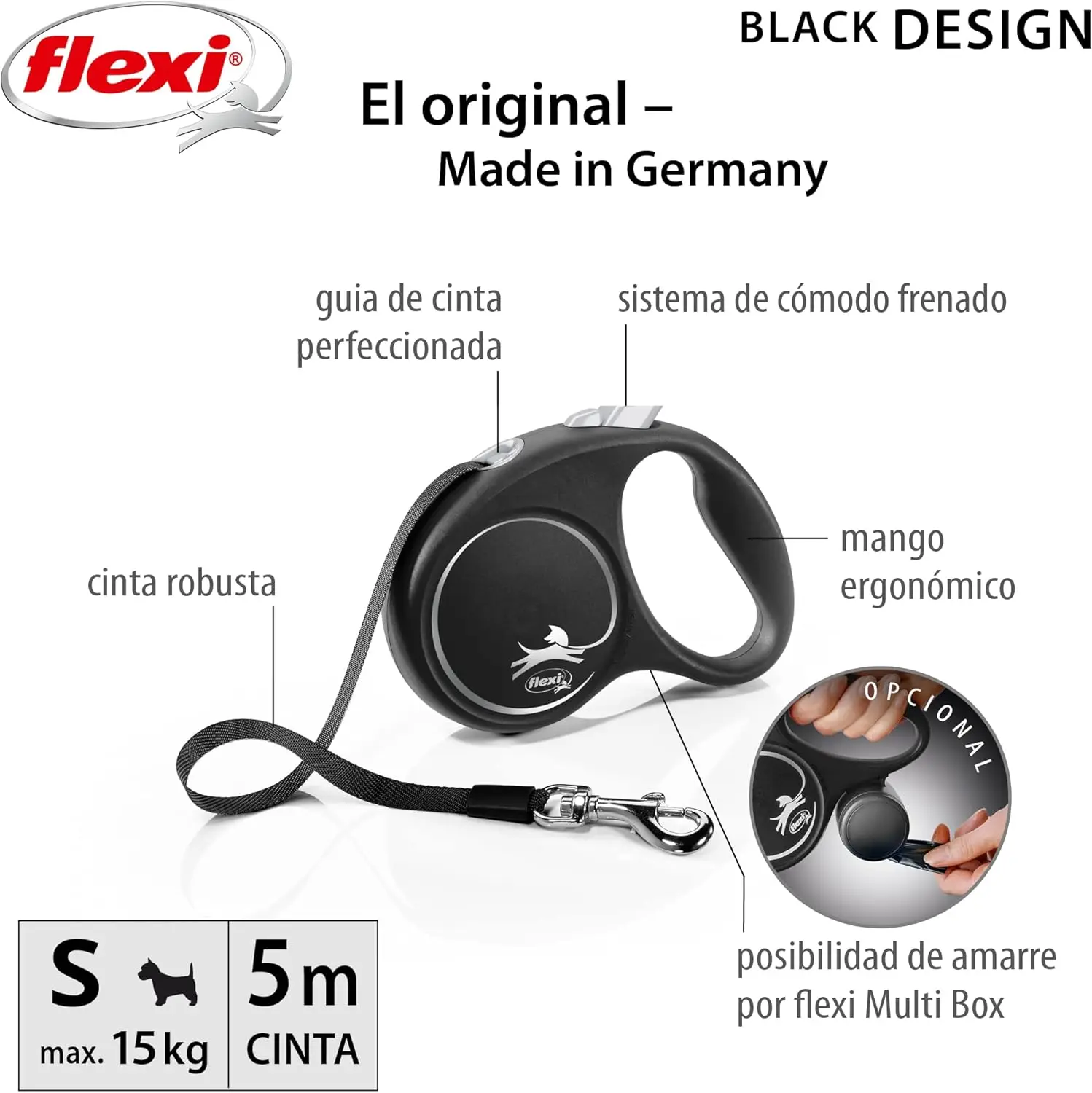 Strap Flexi Black Design S ribbon 5M silver