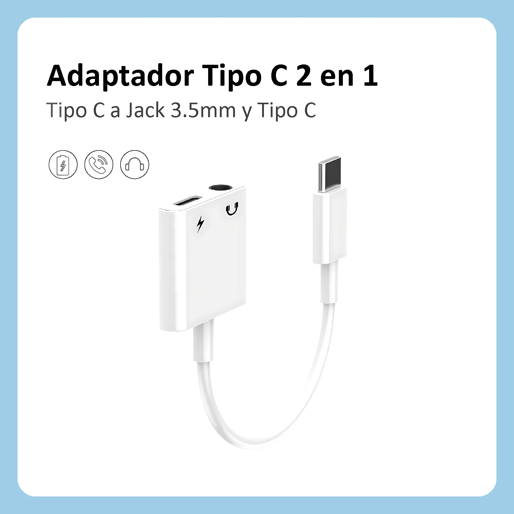 LIFA headphone adapter AUX 2 in 1 audio splitter type C to Jack 3.5mm and Type C for iPhone 15, Xiaomi, Huawei, OPPO, VIVO, samsung (connect charger and earphone at the same time)