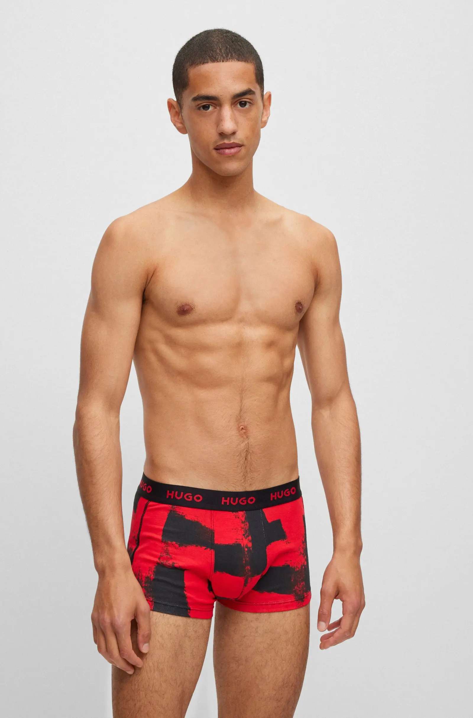 Hugo Boss -3 Pack- Design Cotton Stretch boxer (black, red fantasy and black)