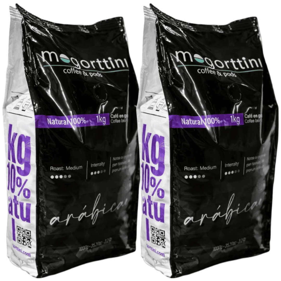 Mogorttini - Pack 2 Kilos Café en Grano Espresso Selección Arábicas Calidad Superior - Ideal para Profesional, Hostelería y Grandes Consumidores - Especial Superautomática