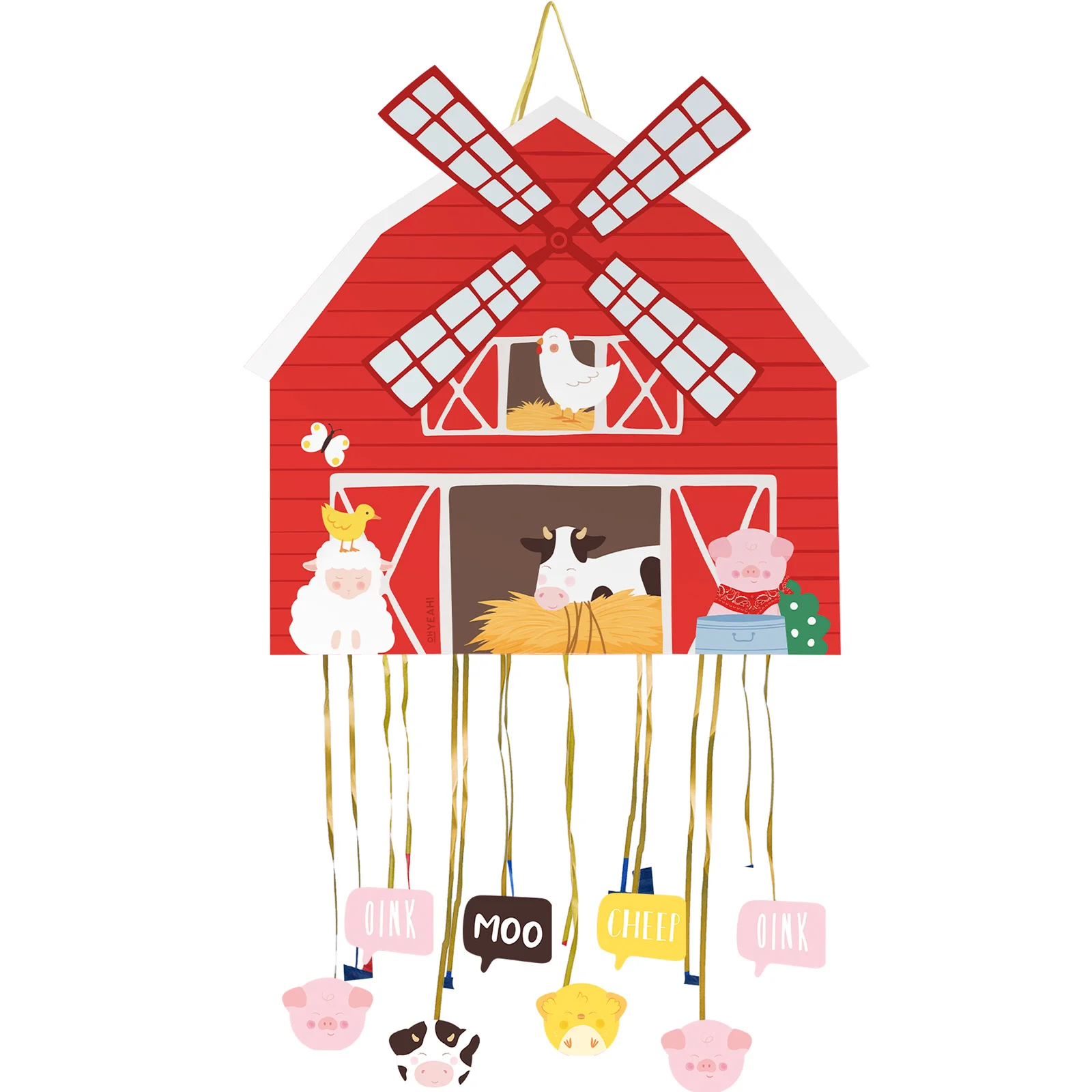 OH YEAH - Piñata de Cumpleaños Grande de Granja de 42 x 39,5 cm - Piñatas Grandes para Rellenar con Juguetes y chuches.