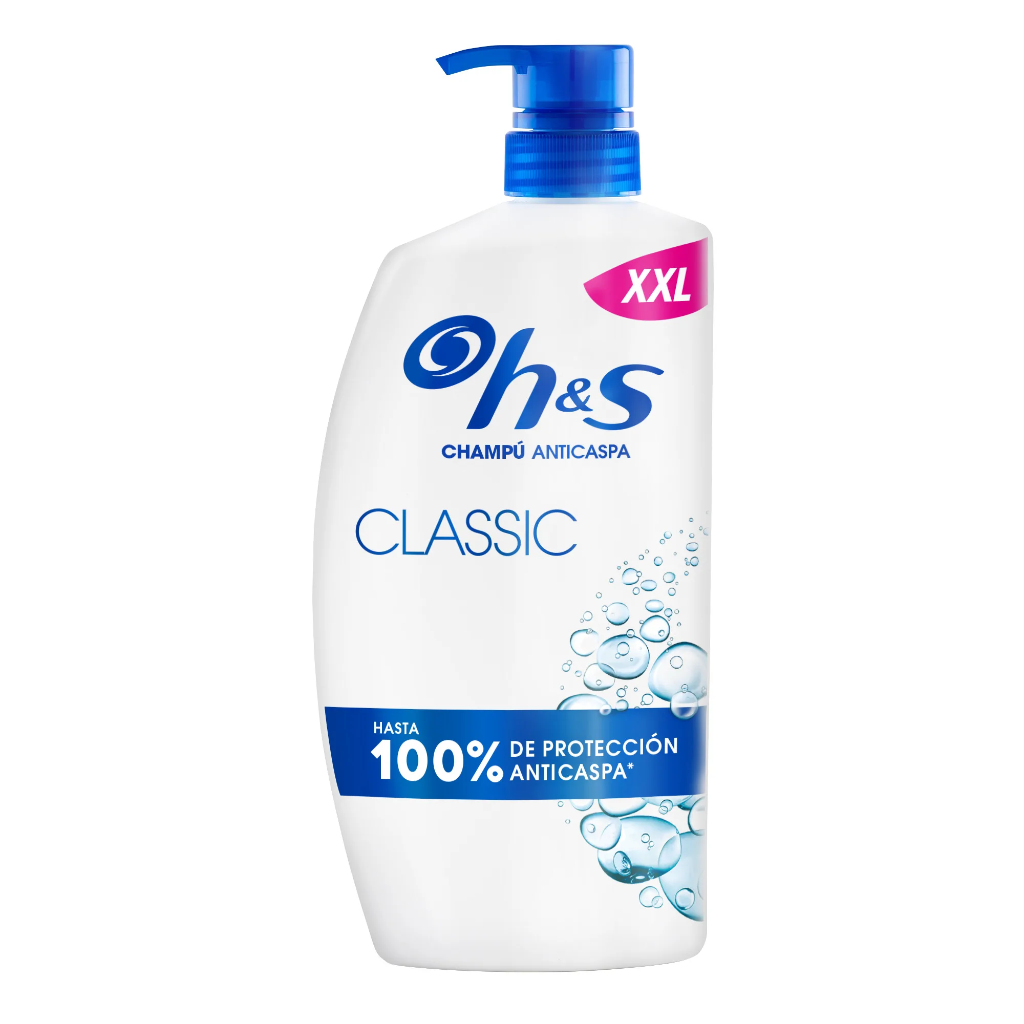 H & S Classic anti-dandruff shampoo with dispenser, for daily use. Up to 100% of anti-dandruff protection, clinically proven. For all types of hair and scalp. 800ml sensation of freshness