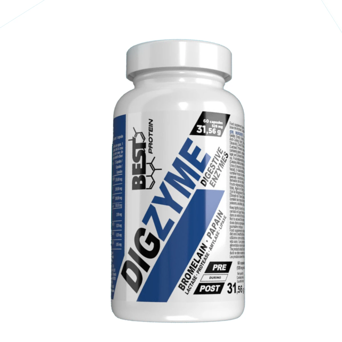Best protein Digzyme - 60 caps. Complejo enzimático Digezyme  (proteasa, amilasa, lipasa, lactasa) y prebióticos