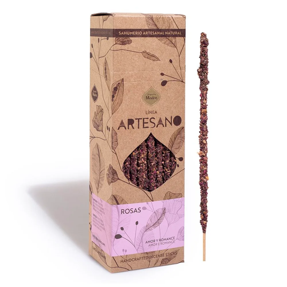 Sacred Mother-Rose Craftsman Incense (Love and Romance) Handmade Natural Smoky with Rose Petals, Natural Essential Oil of Rose, Olíbano, Fruit Biomass, Charcoal, natural binder and salt.